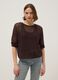 Brown regular fit viscose blend sweater with knit design_0