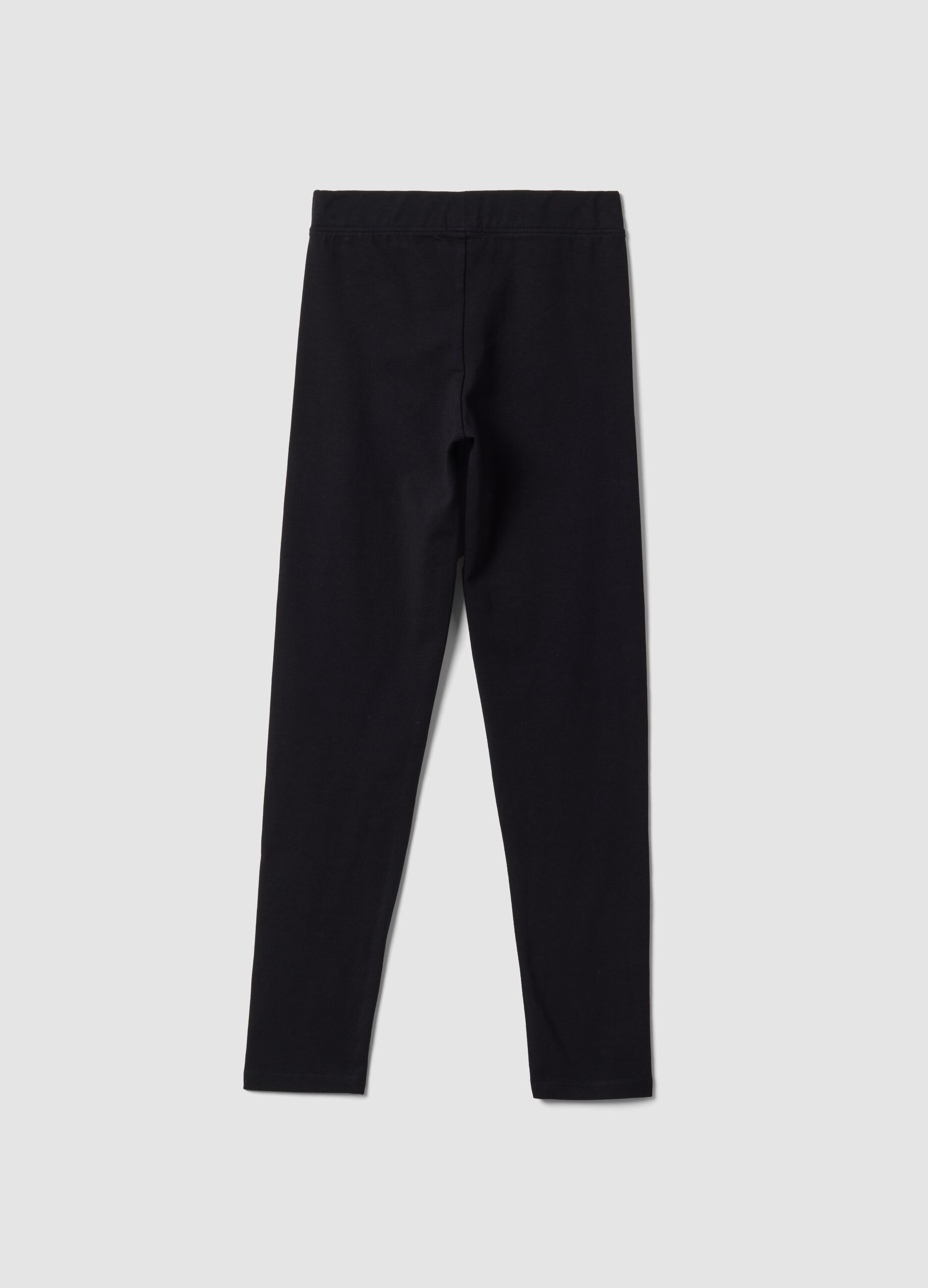 Schwarze Skinny-Leggings aus elastischer Bio-Baumwolle f&uuml;r M&auml;dchen