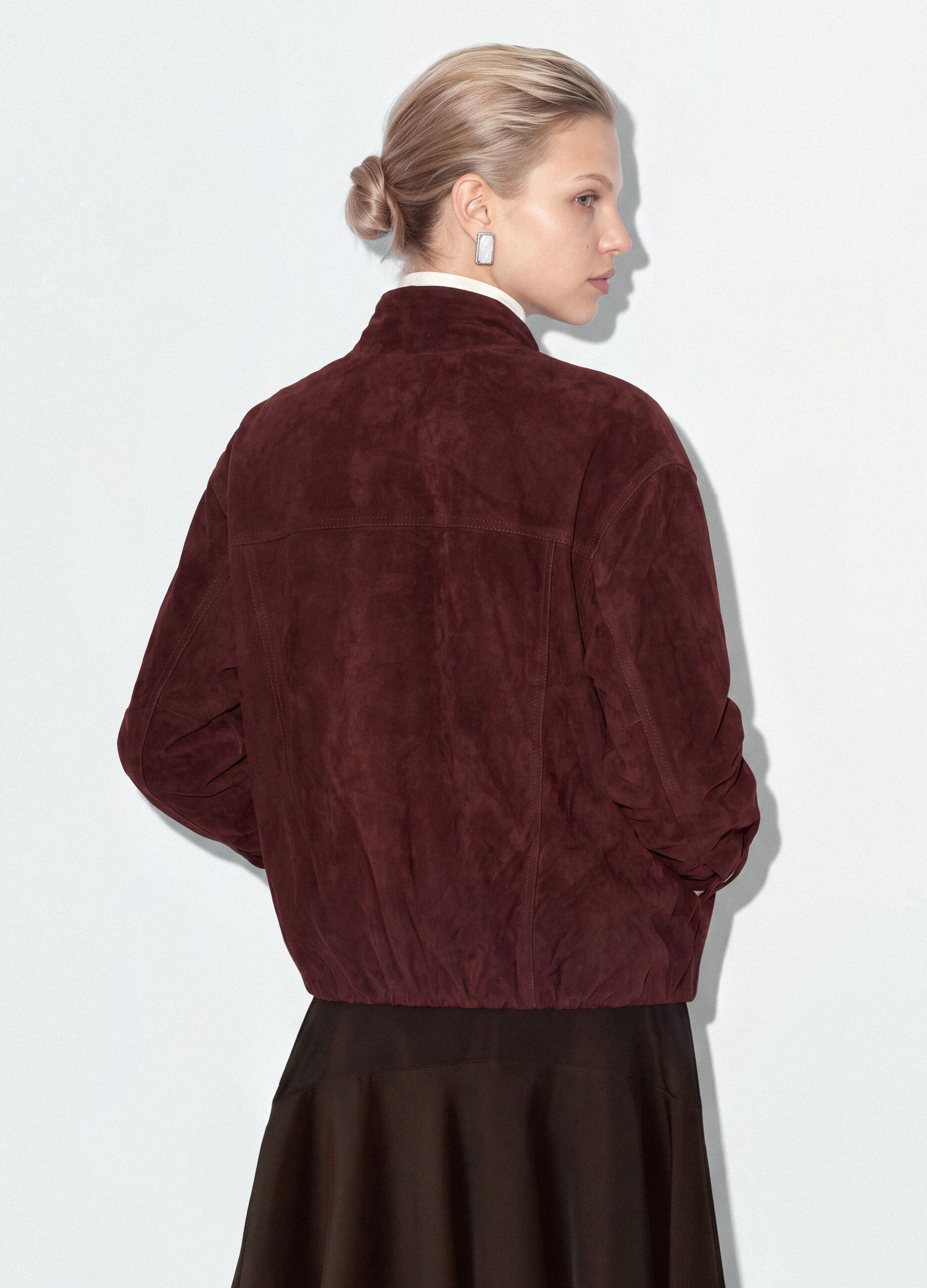 Red genuine leather jacket in regular fit