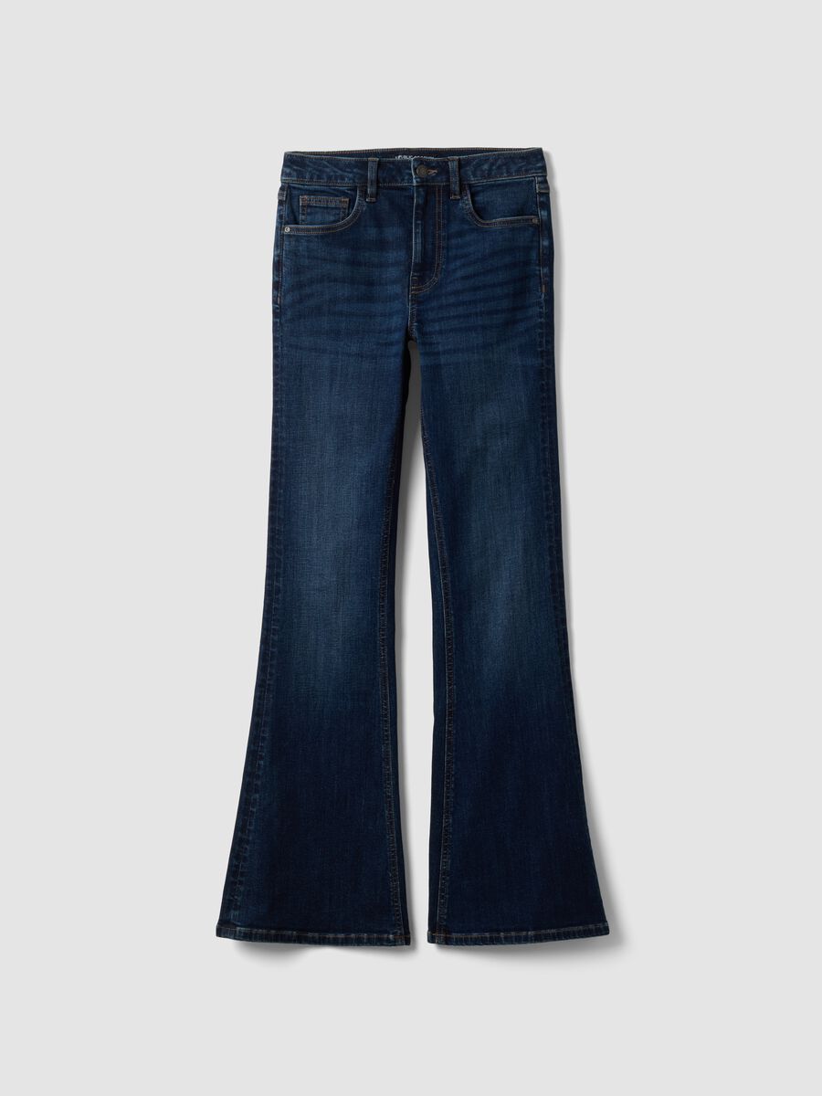 Blaue Flare-Jeans aus Stretch-Baumwolle_4