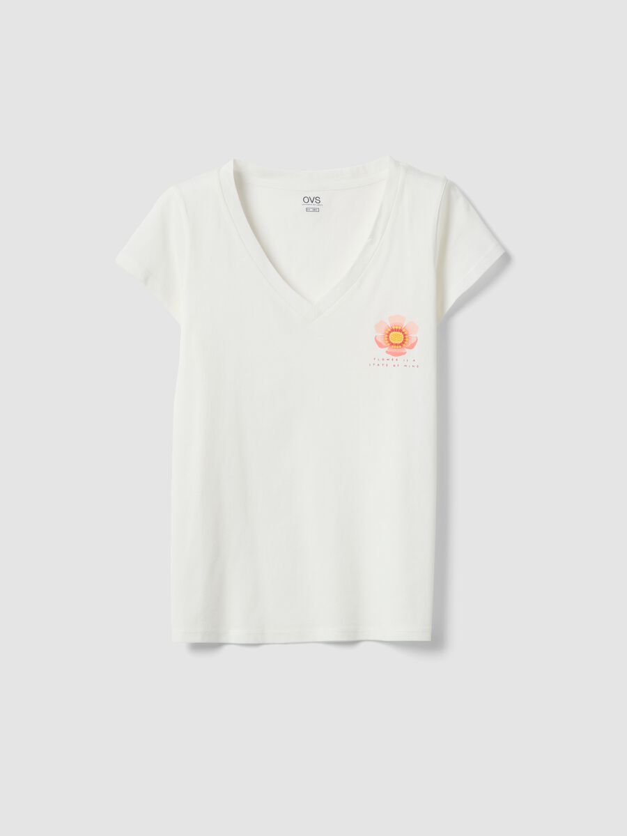 Wei&szlig;e Pyjama-Shirt aus reiner Baumwolle mit V-Ausschnitt und normaler Passform_0