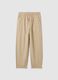 Boys' Beige Linen Regular Fit Trousers with Elastic Waist_3