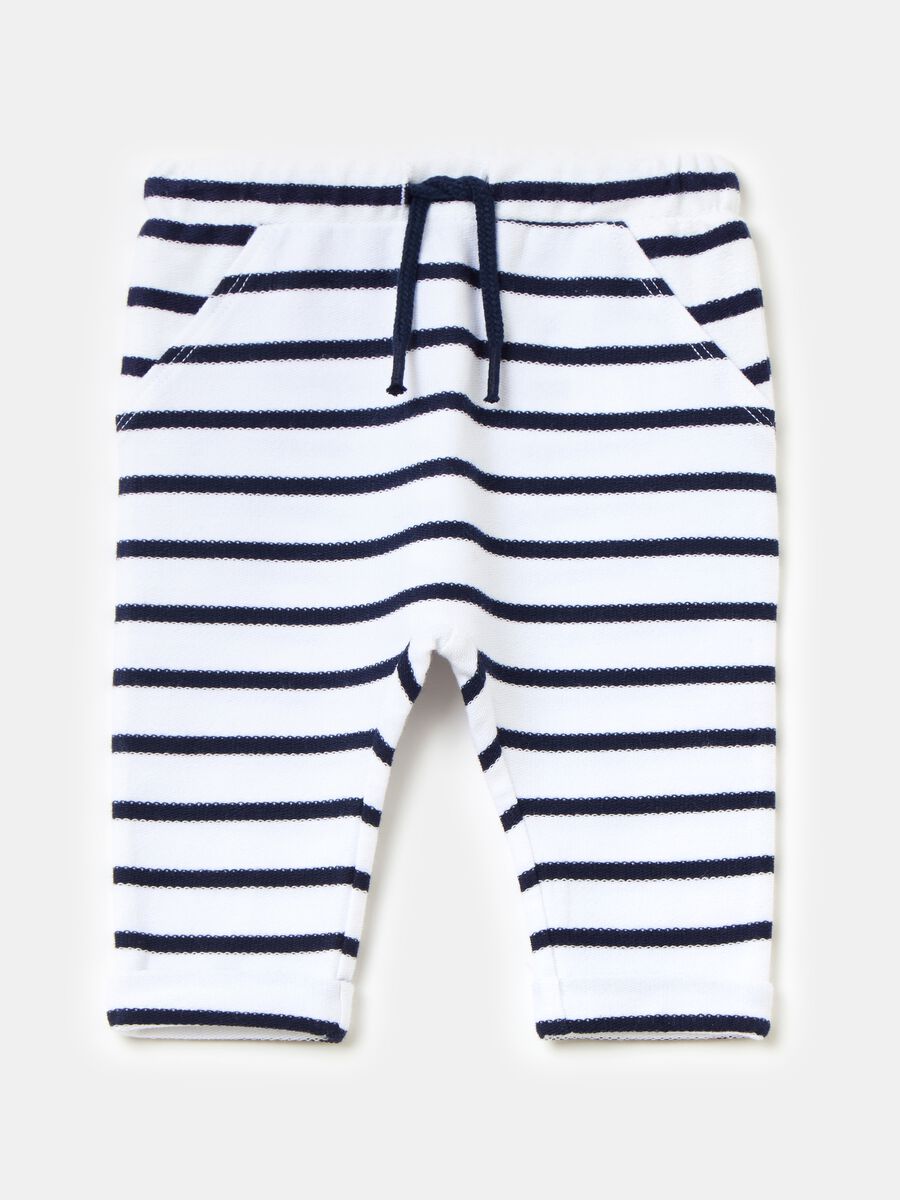 Striped organic cotton joggers with drawstring_0
