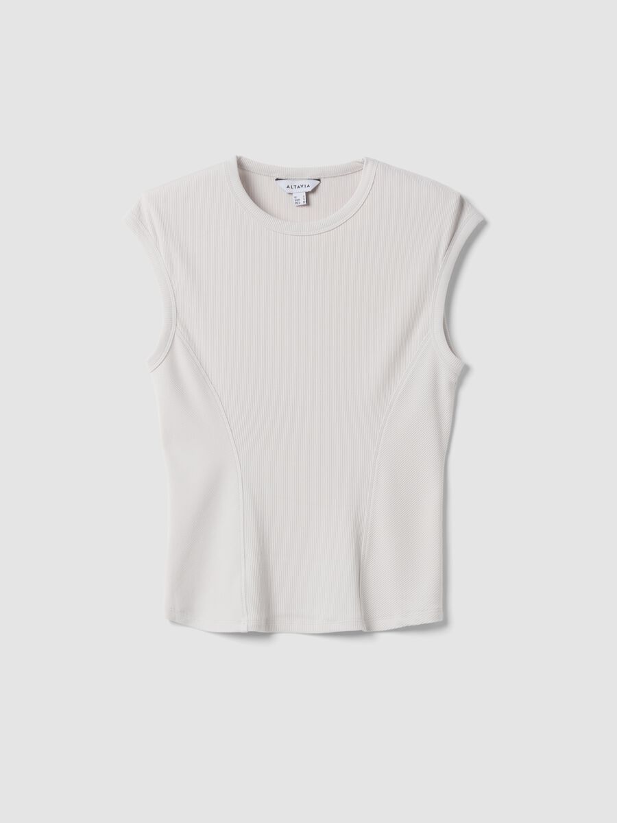 White stretch modal crew-neck T-shirt_5