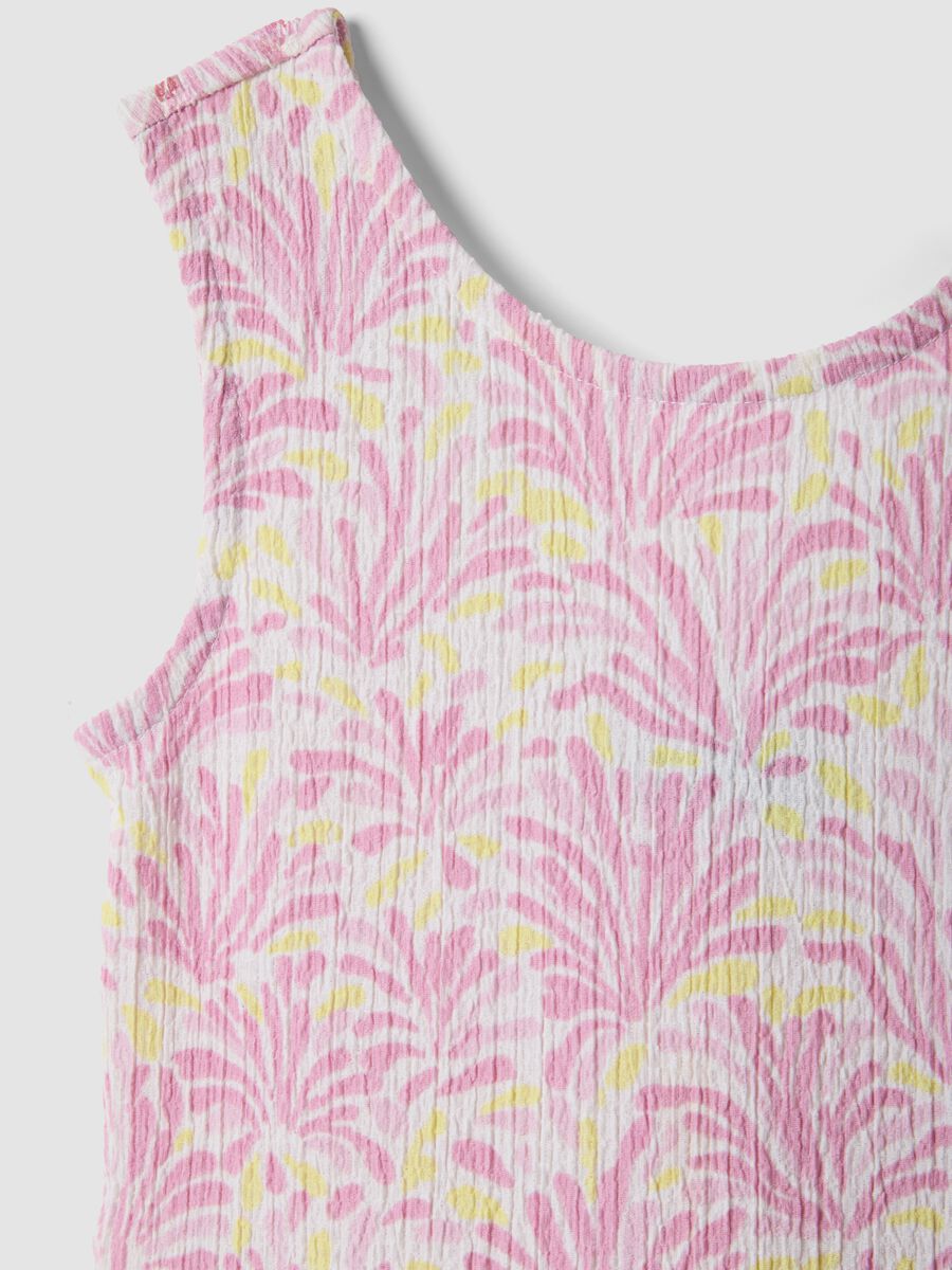 Vestido rosa sin mangas de tejido el&aacute;stico con estampado floral para ni&ntilde;a_2