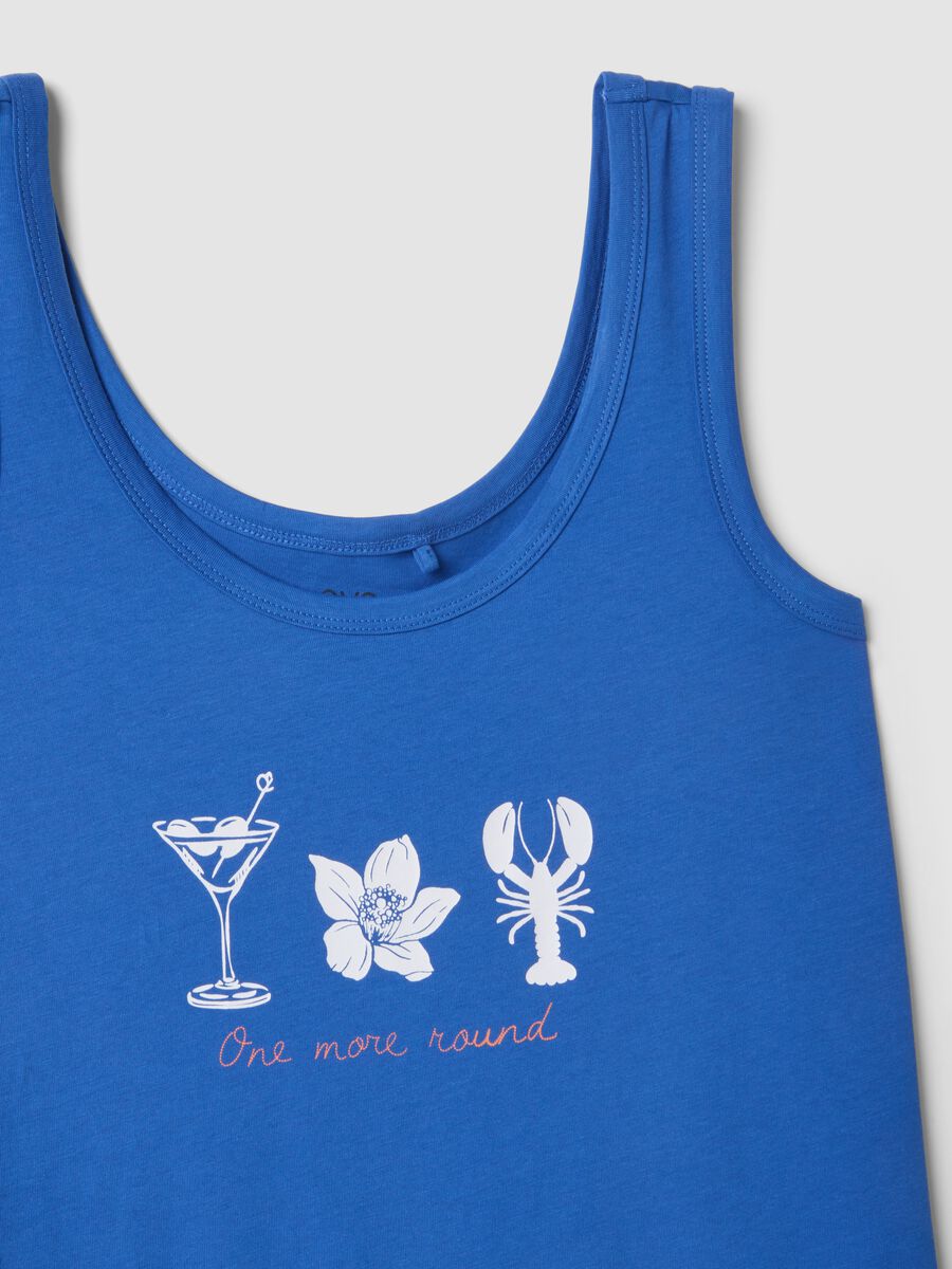 Sleeveless pure cotton blue nightdress with prints_5