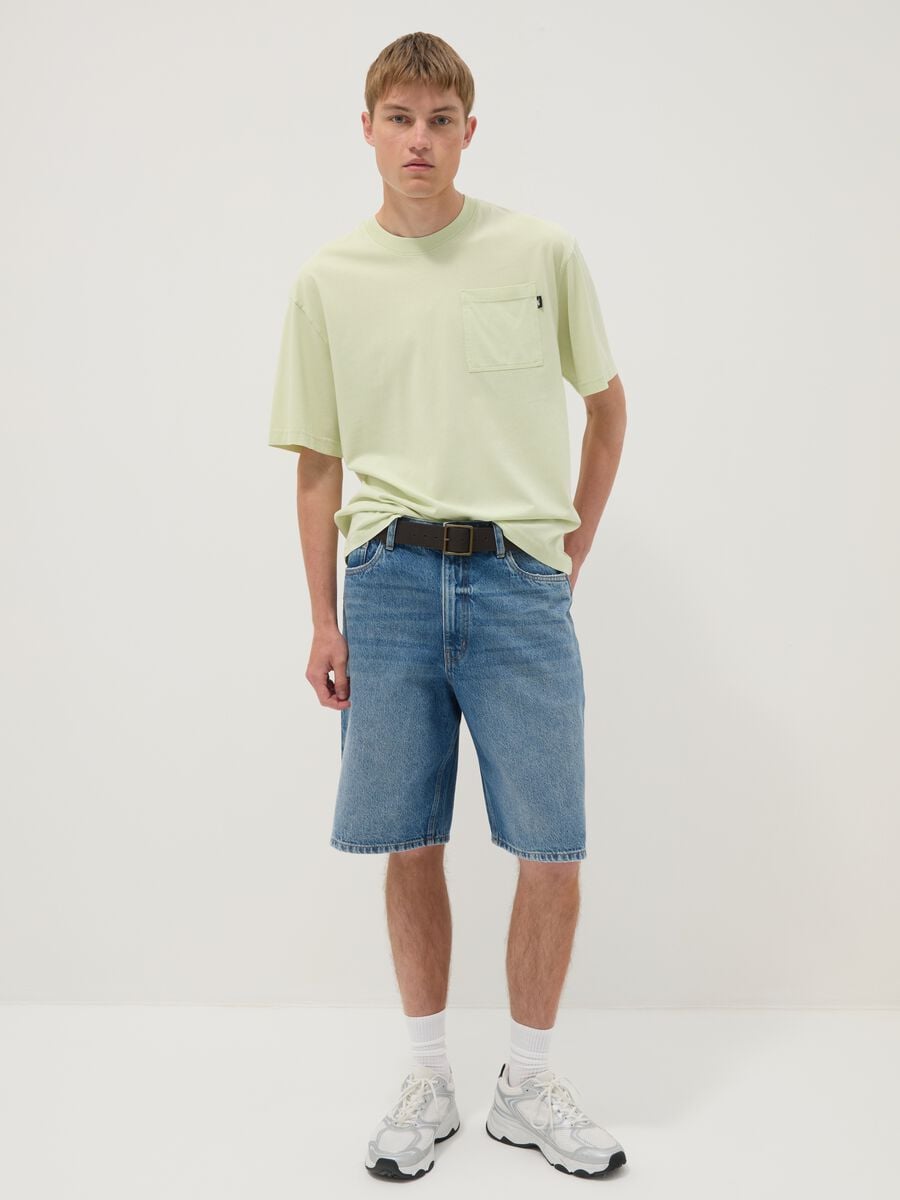 Green pure cotton T-shirt with chest pocket_1