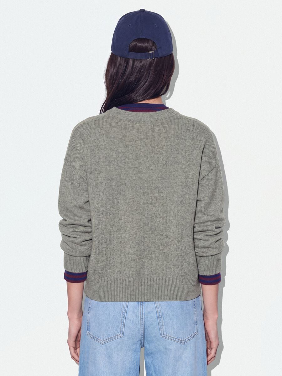 Maglia grigia in viscosa elasticizzata girocollo jacquard_3