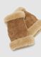 Tan lined gloves with shearling-effect trim_2