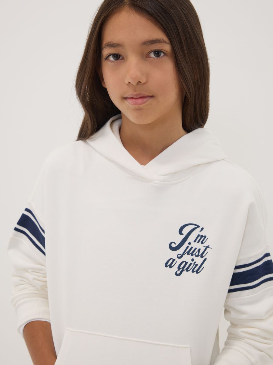 White 100% cotton hoodie with crew neck_1