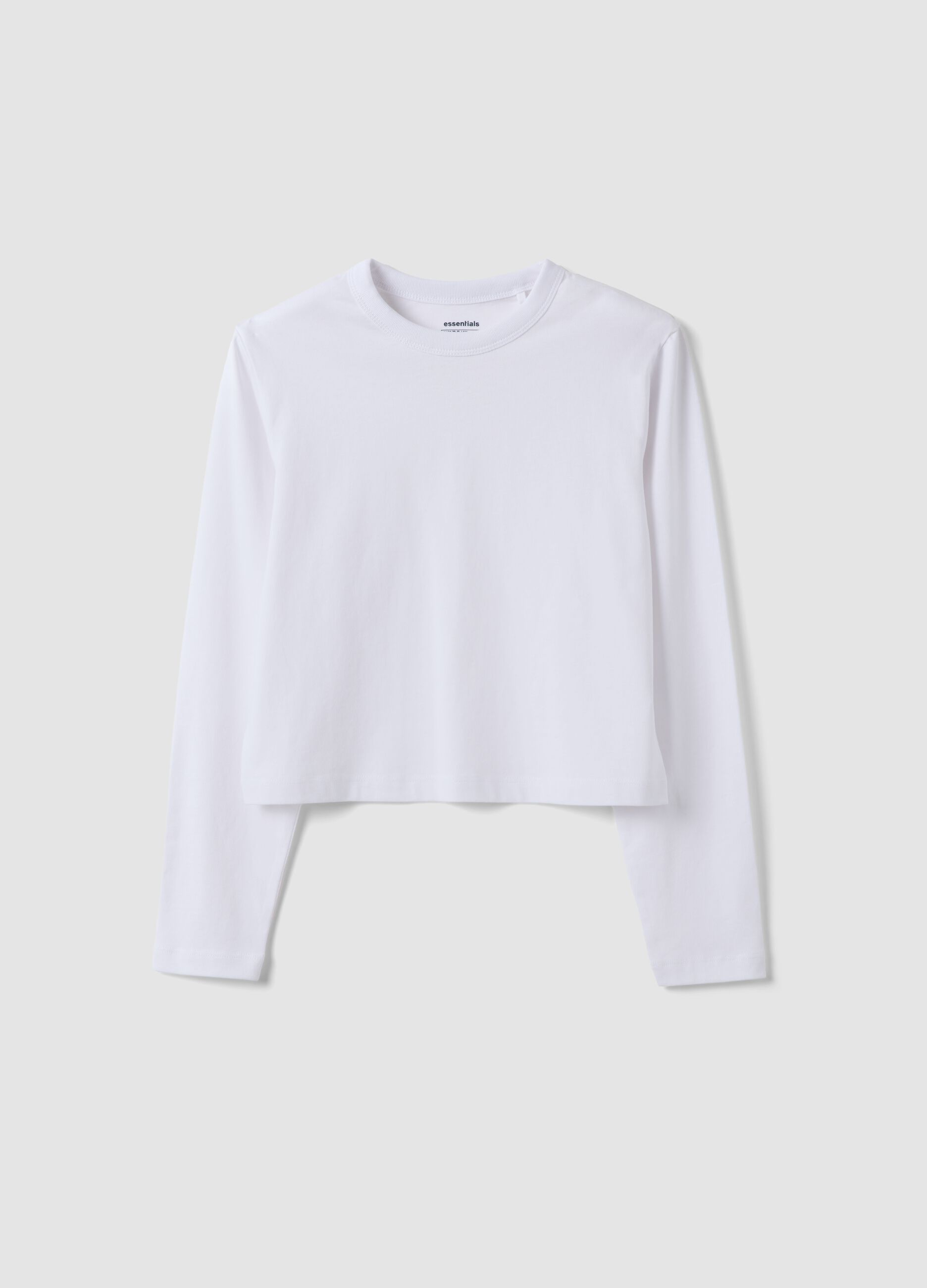 Wei&szlig;es T-Shirt aus reiner Baumwolle mit Rippkragen f&uuml;r M&auml;dchen