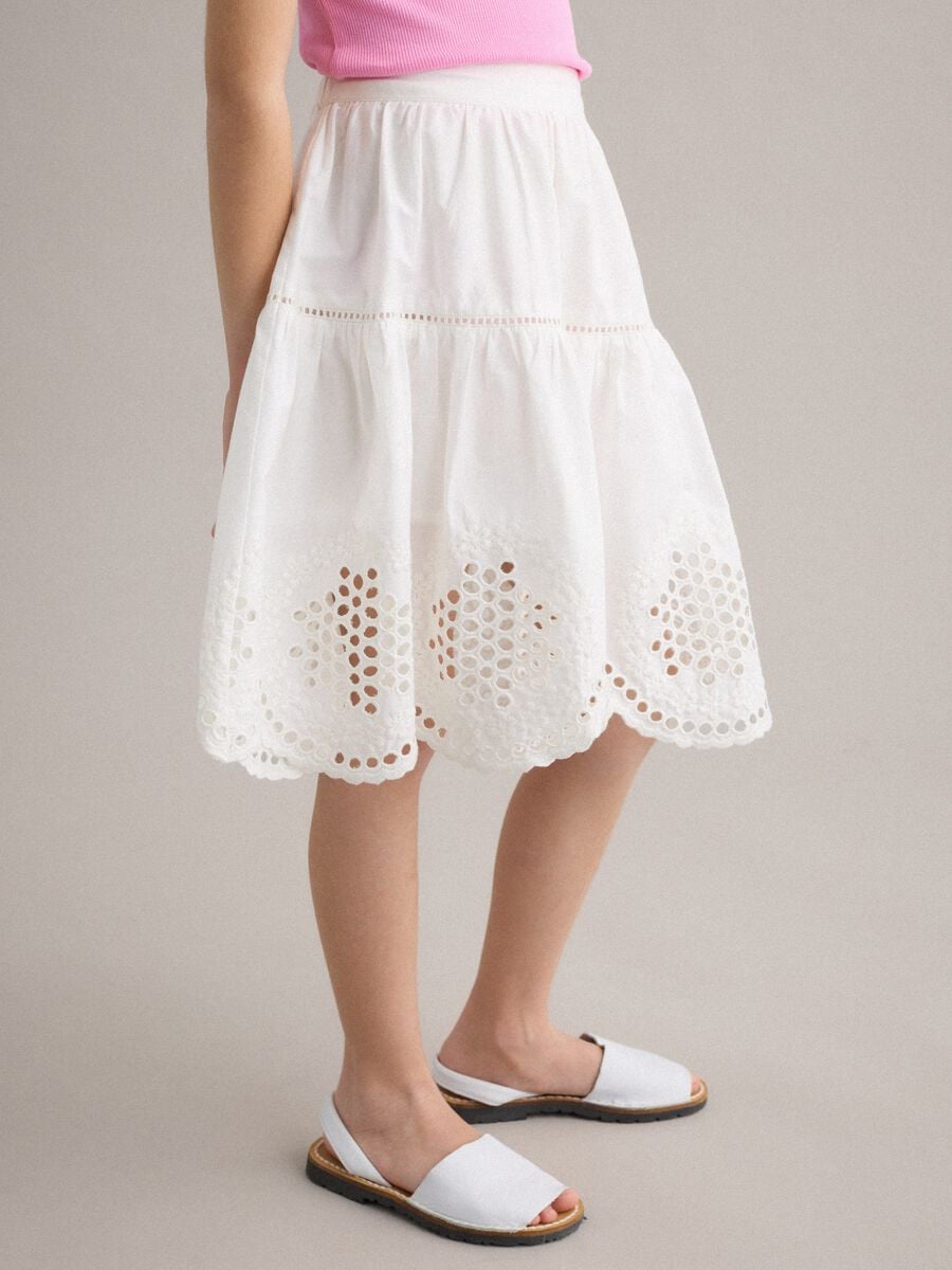 White pure cotton broderie anglaise skirt_2