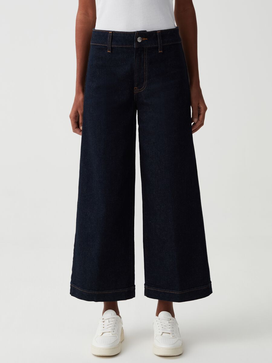 Wide-leg cropped jeans with turn-ups_1
