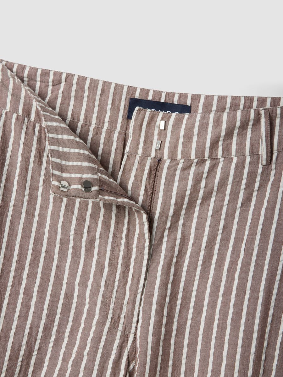 Pure cotton wide-leg chino trousers with multicolour stripes_1