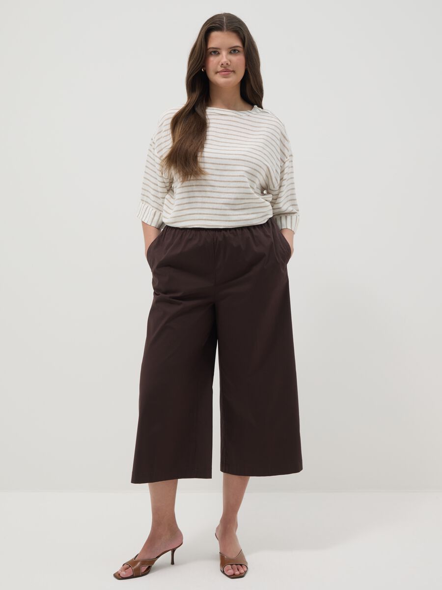 Multicolor gestreiftes Regular Fit T-Shirt aus Leinenmischung_1