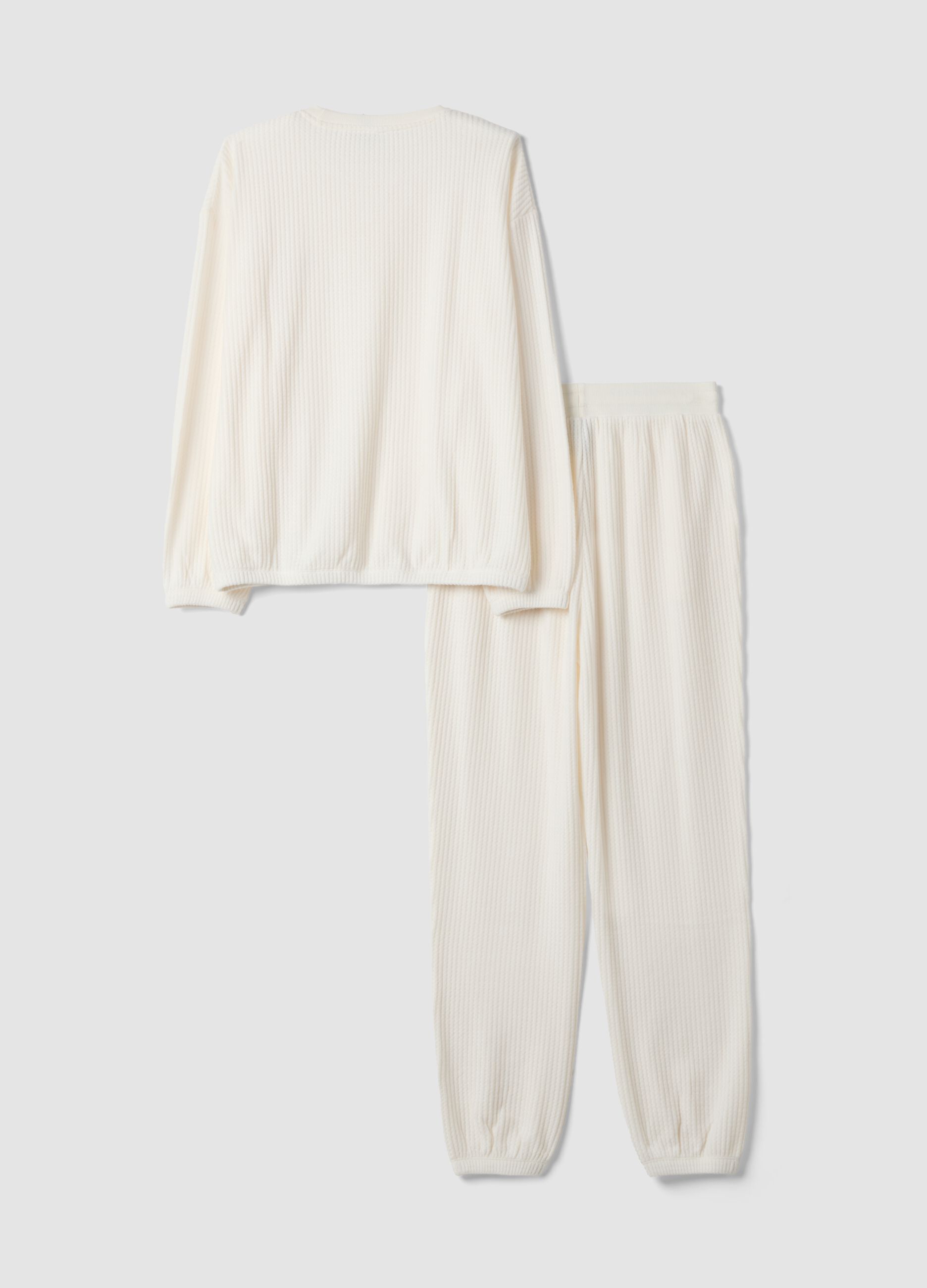 Pigiama bianco in jersey di viscosa elasticizzata regular fit