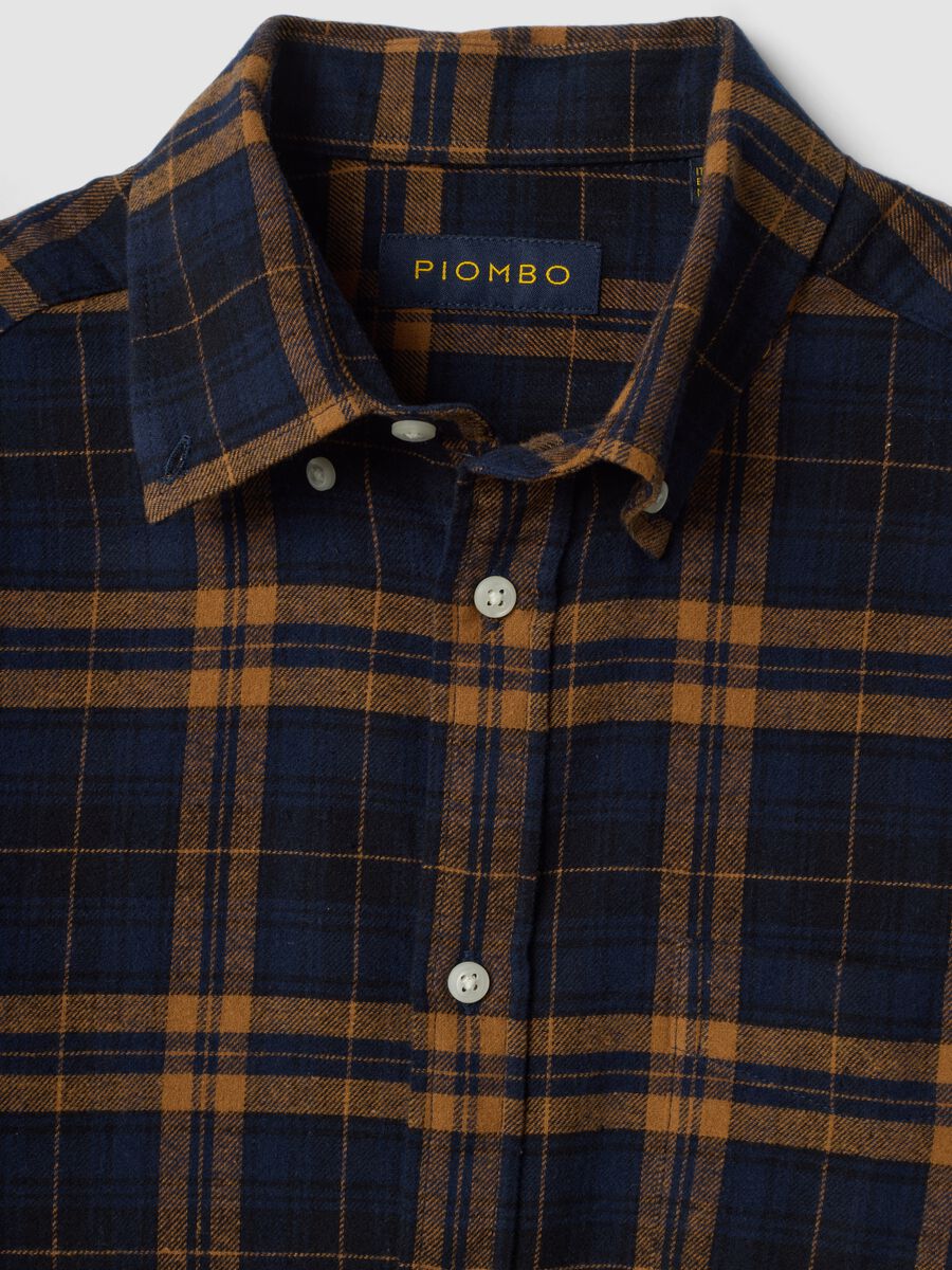 Camisa de franela multicolor de cuadros en algod&oacute;n puro, corte regular_1