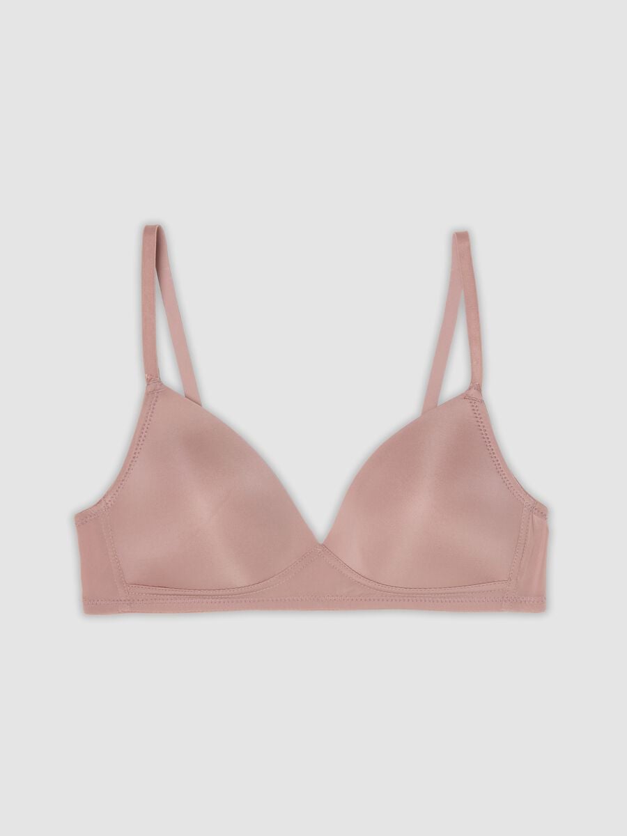 Pink padded stretch-fabric bra_0
