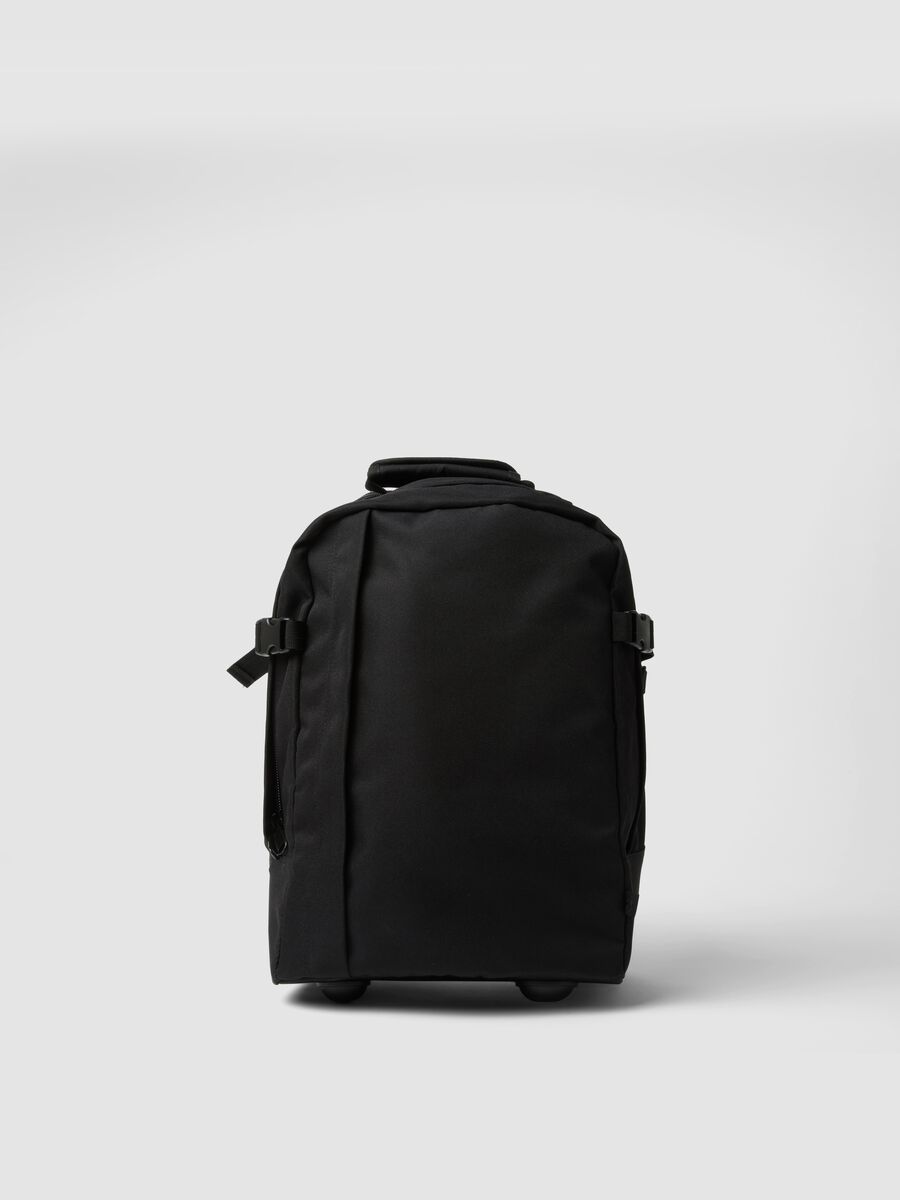 Black trolley bag with shoulder straps and telescopic handle_0