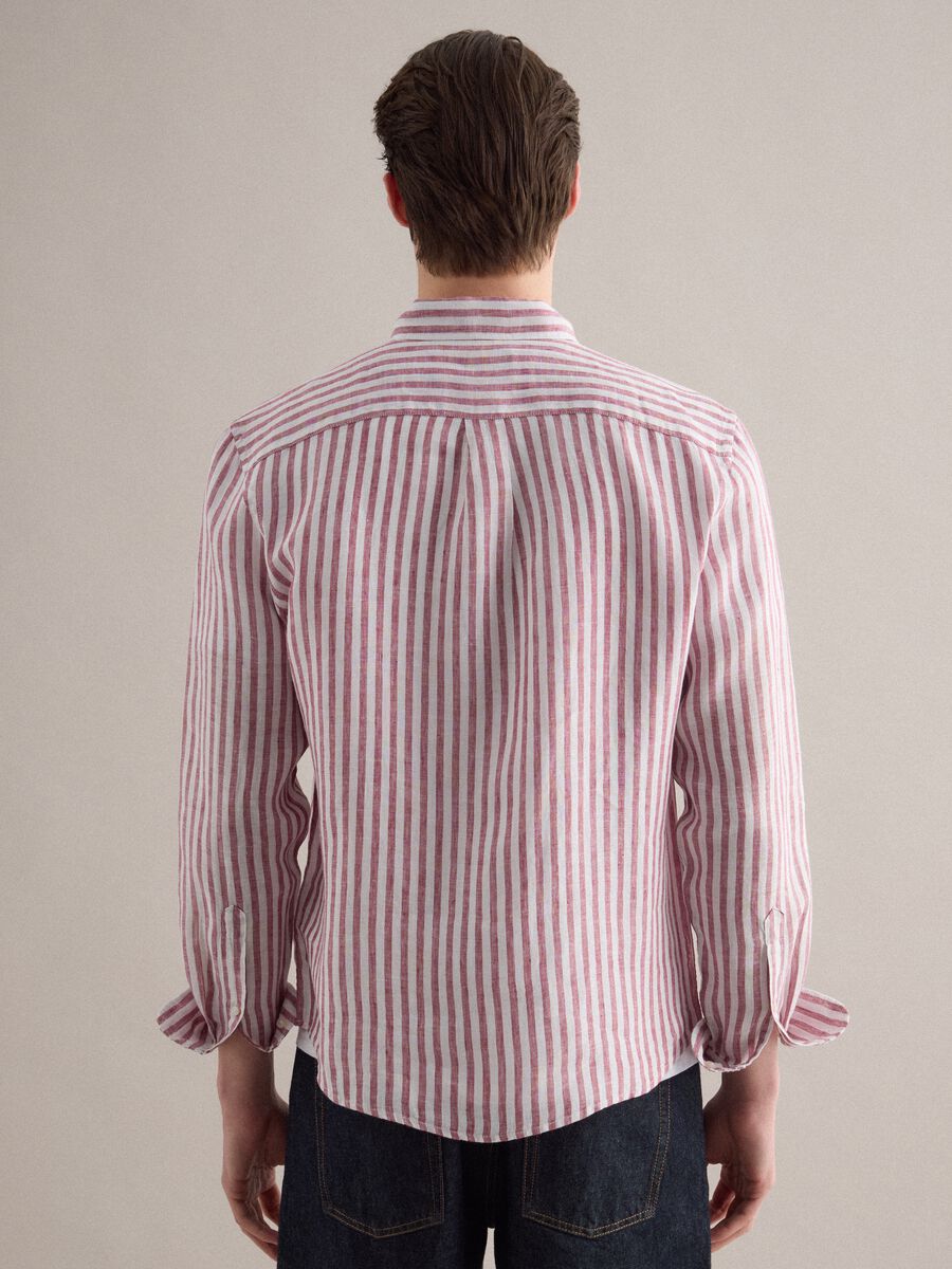 Multicolour striped pure linen shirt, regular fit_3