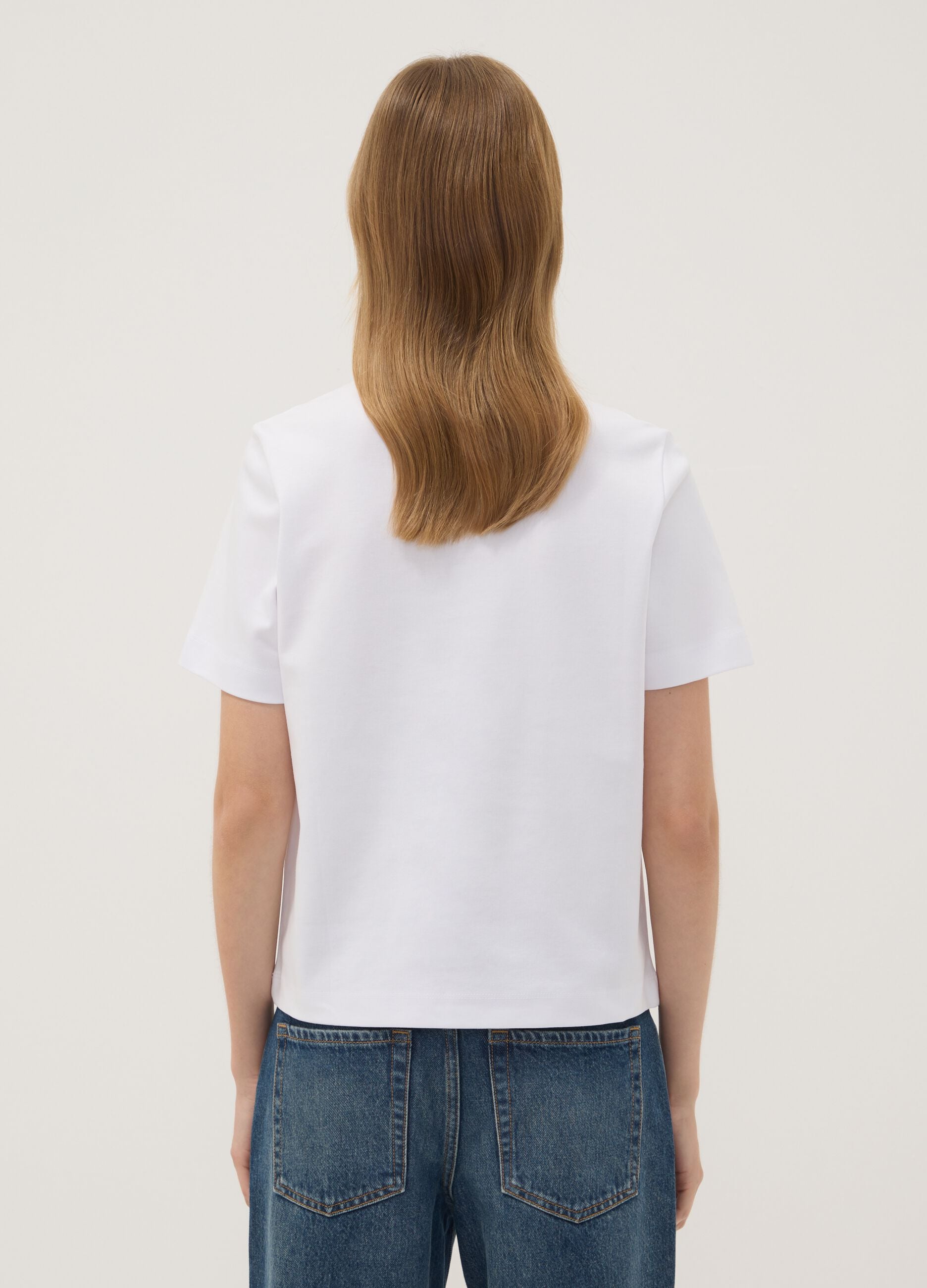 White relaxed-fit pure cotton short-sleeve T-shirt