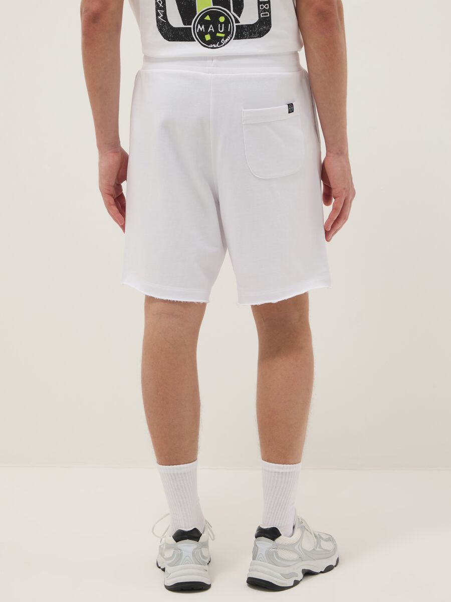 White pure cotton bermuda shorts with elasticated waist_2