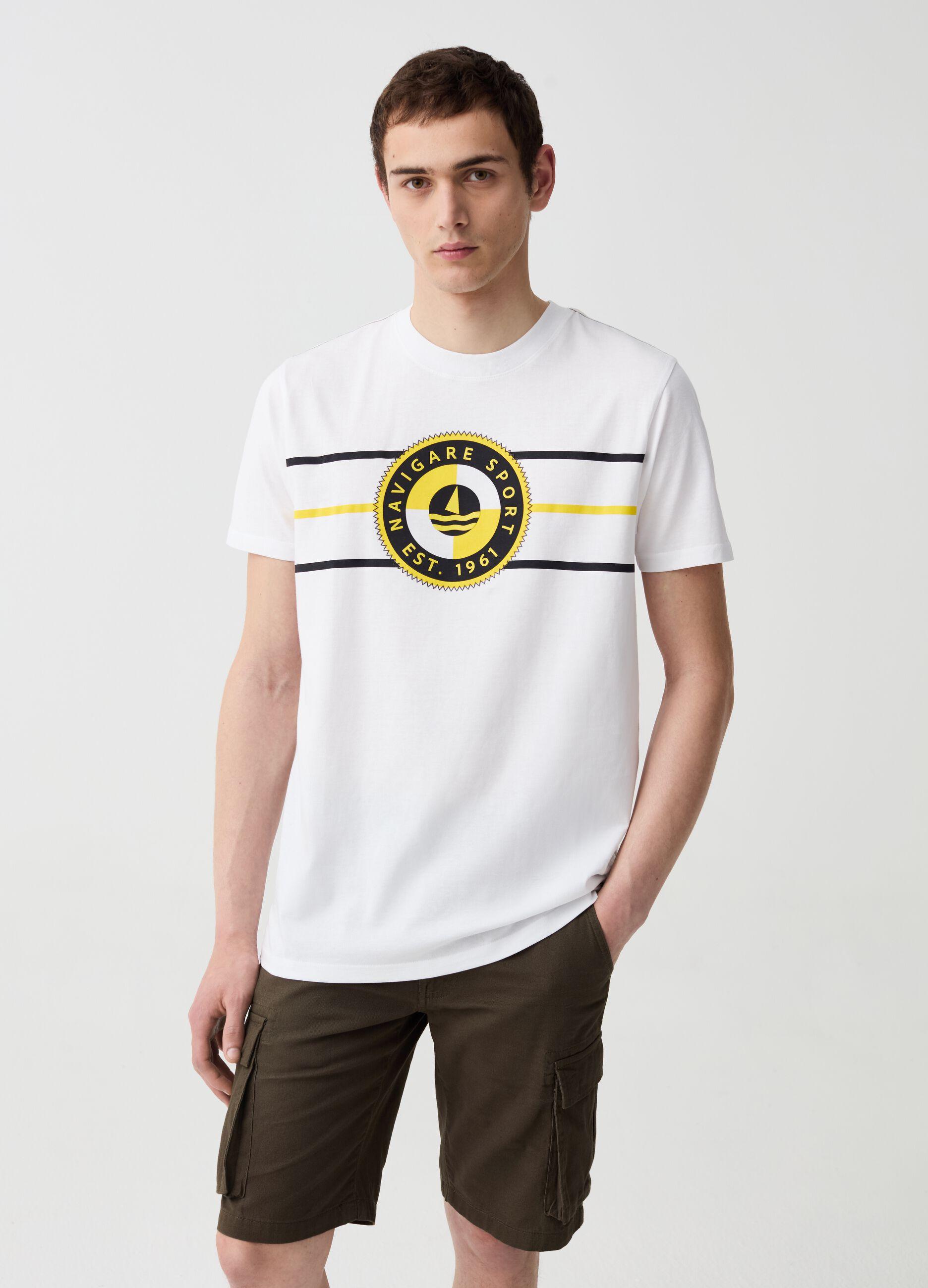 T-shirt a righe stampa Navigare Sport
