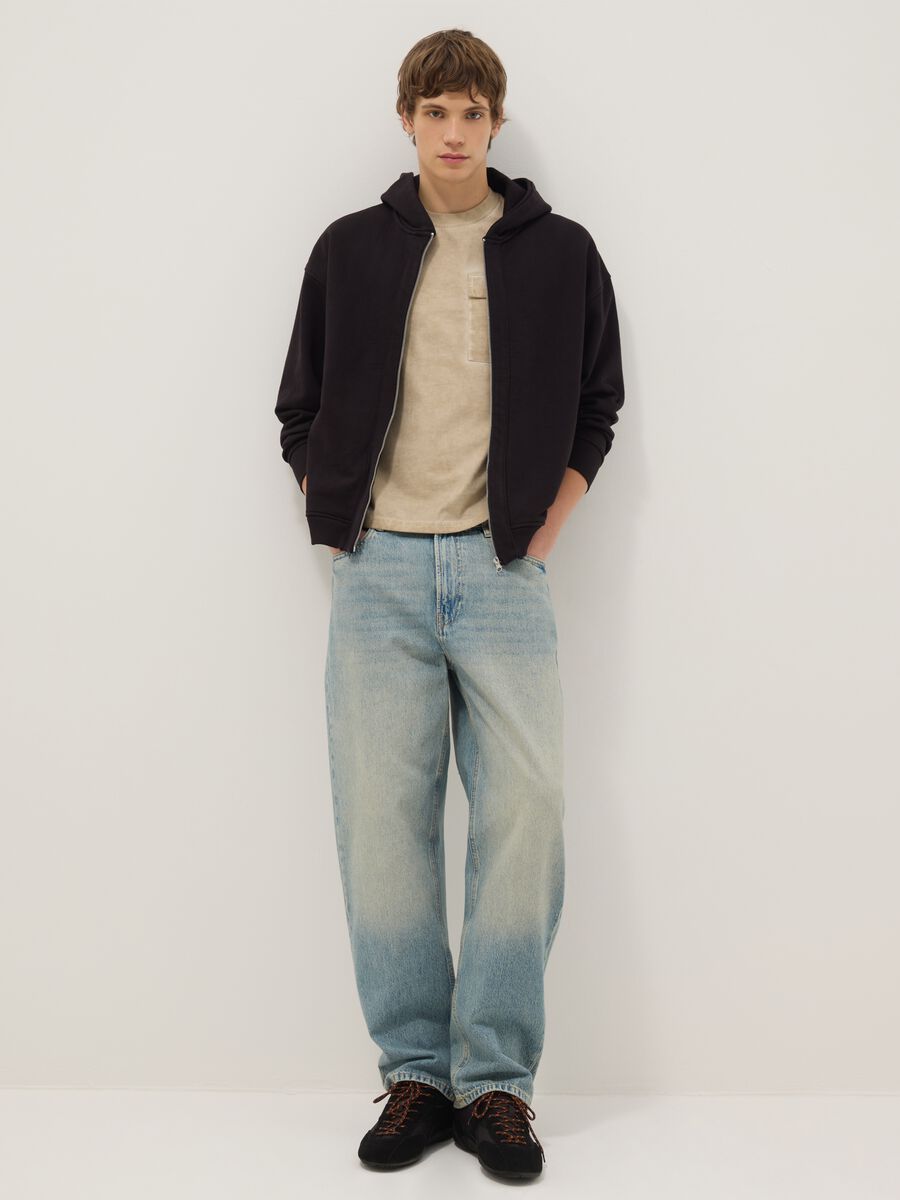 Blue baggy jeans in pure stretch cotton_0
