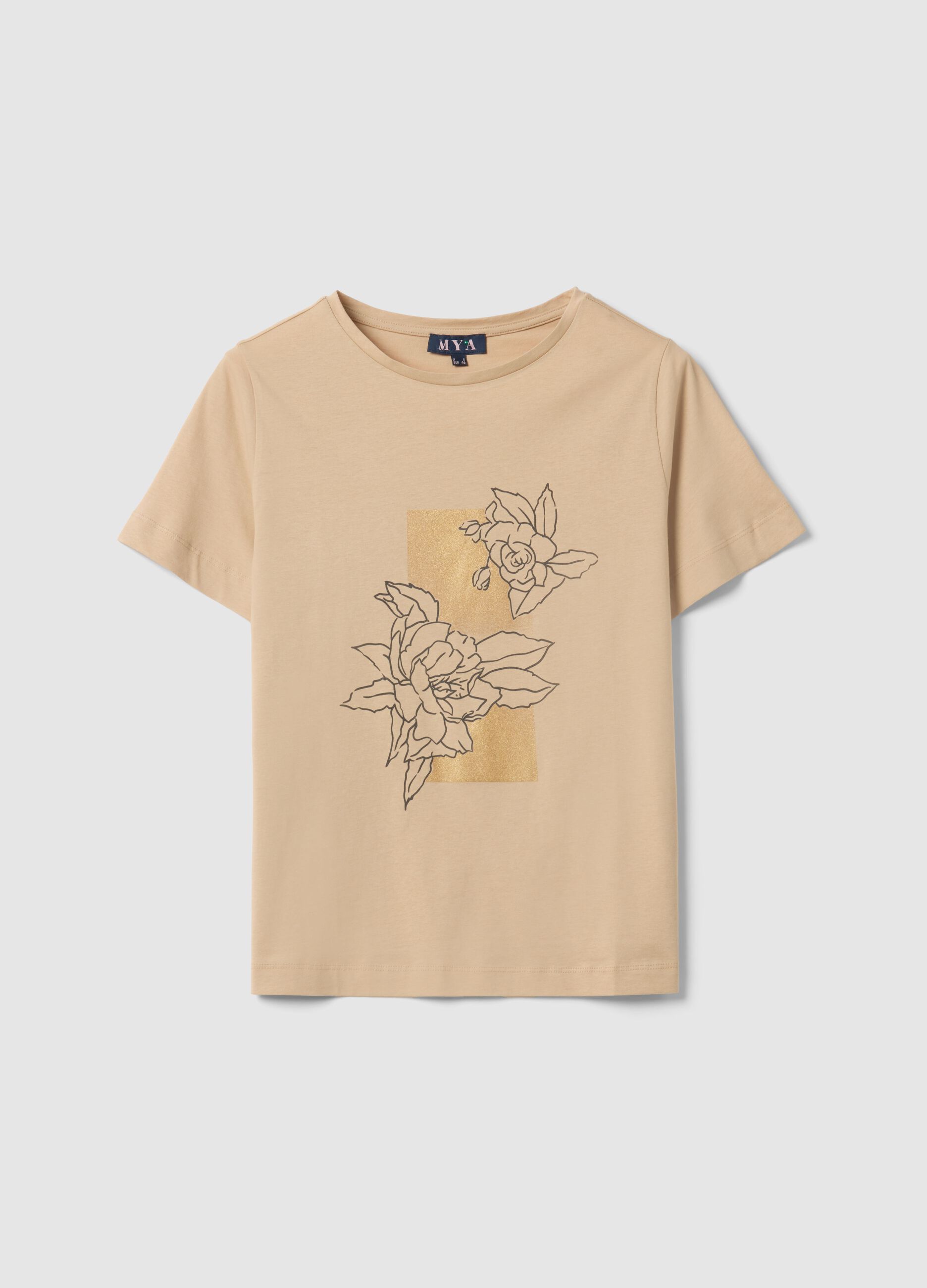 &Mu;&pi;&epsilon;&zeta; &kappa;&omicron;&nu;&tau;&omicron;&mu;ά&nu;&iota;&kappa;&omicron; T-shirt &alpha;&pi;ό 100% &beta;&alpha;&mu;&beta;ά&kappa;&iota; &mu;&epsilon; &sigma;&tau;ά&mu;&pi;&alpha;, regular fit