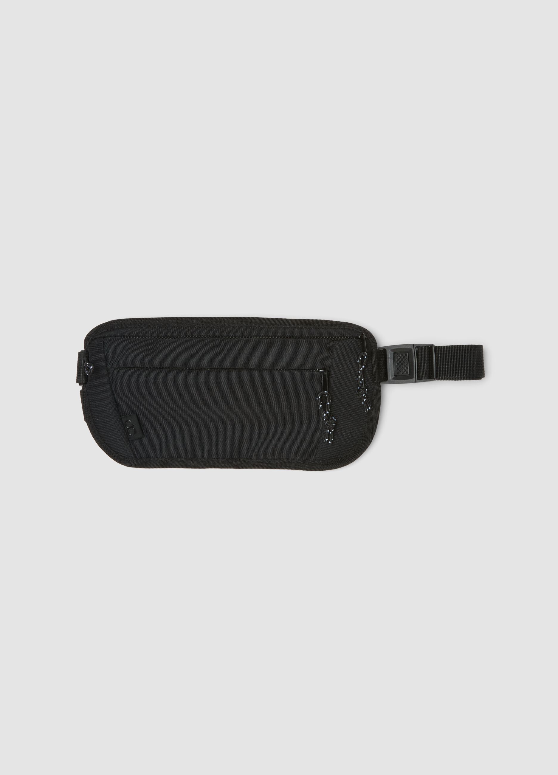 Borsa sportiva nera con cintura regolabile e doppia zip