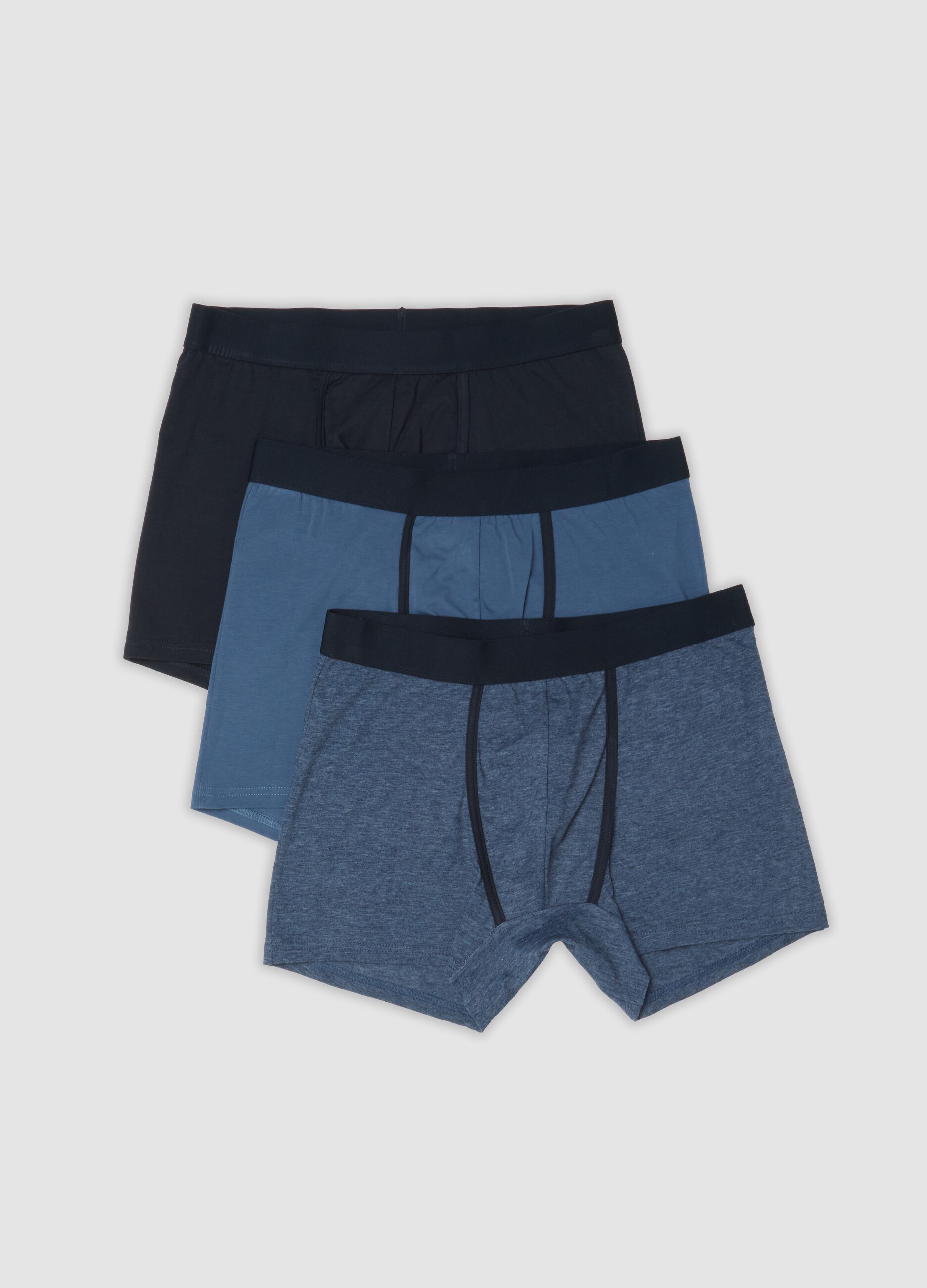 3-pack of blue stretch organic cotton boxer shorts