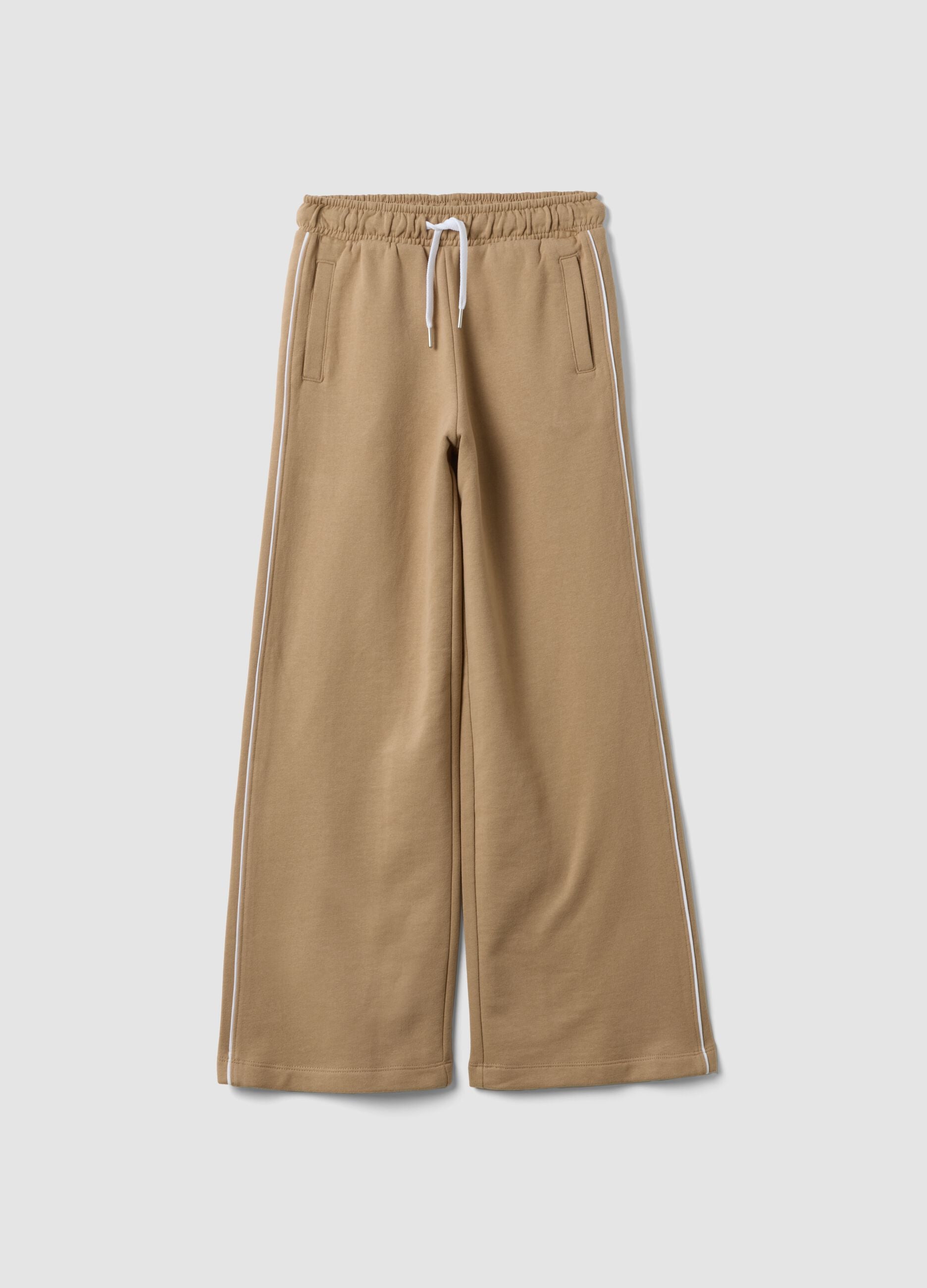 Pantaloni marrone in puro cotone wide leg