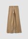 Pantaloni marrone in puro cotone wide leg_0