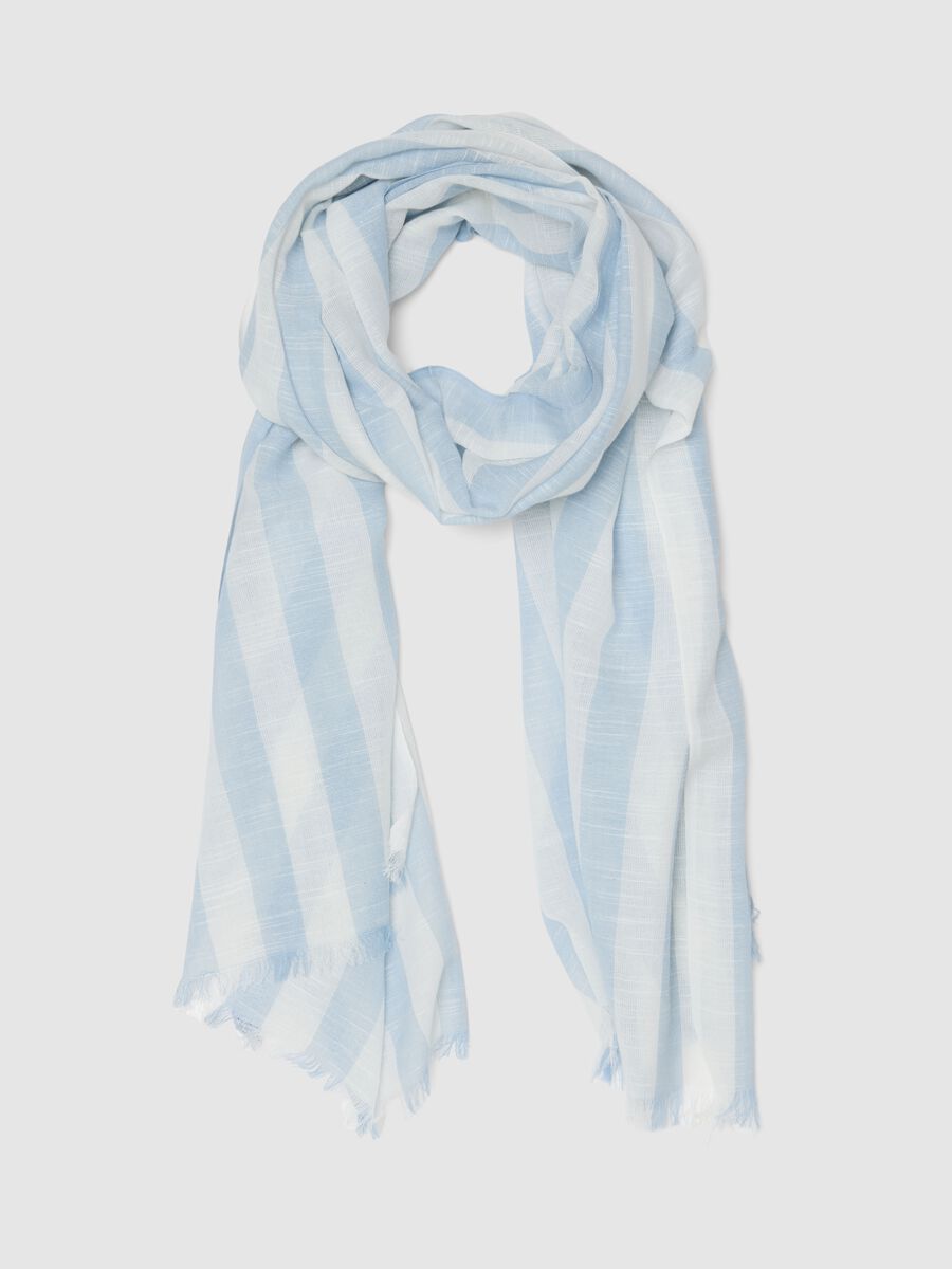 Multicoloured striped pure cotton scarf_0