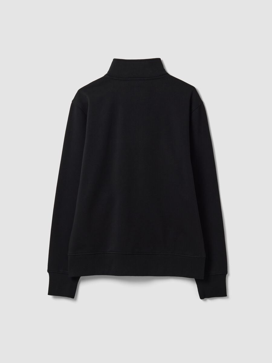 Sweatshirt preta em mistura de algod&atilde;o com decote redondo e fecho de correr, corte regular_6