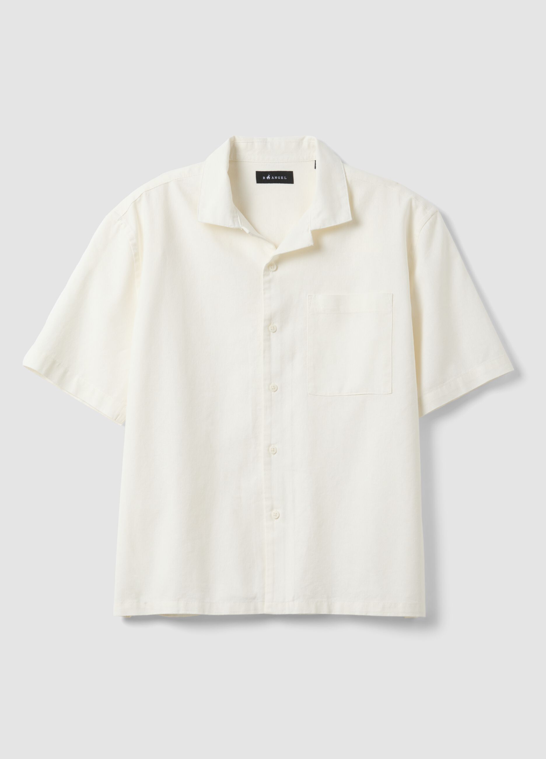 White linen-cotton blend shirt