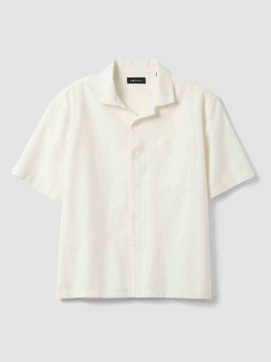 White linen-cotton blend shirt_0