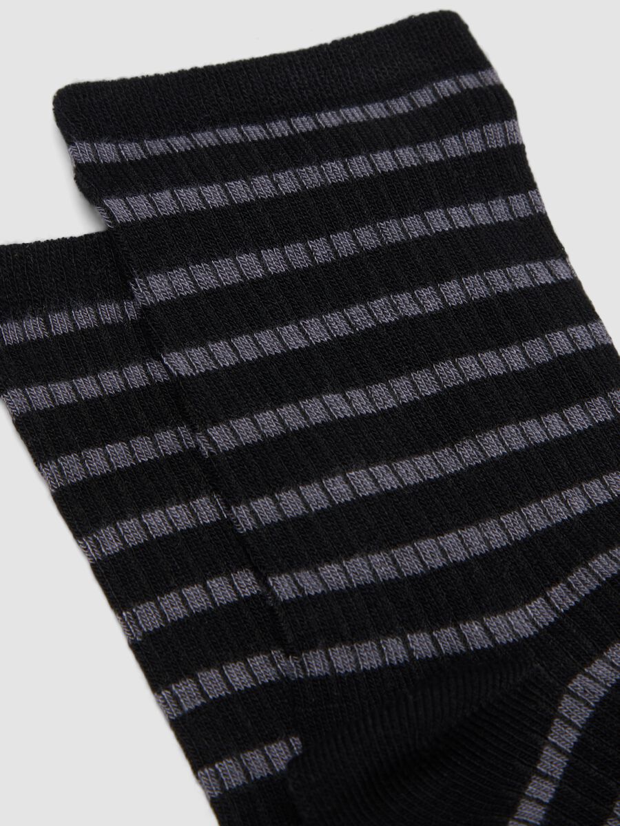 Black striped stretch-fabric socks_1