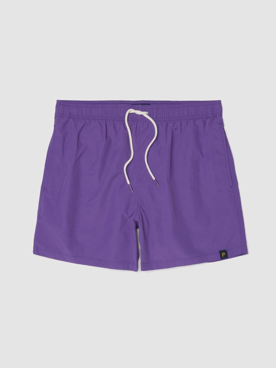 Violette Badeshorts mit elastischem Bund und Kordelzug_4