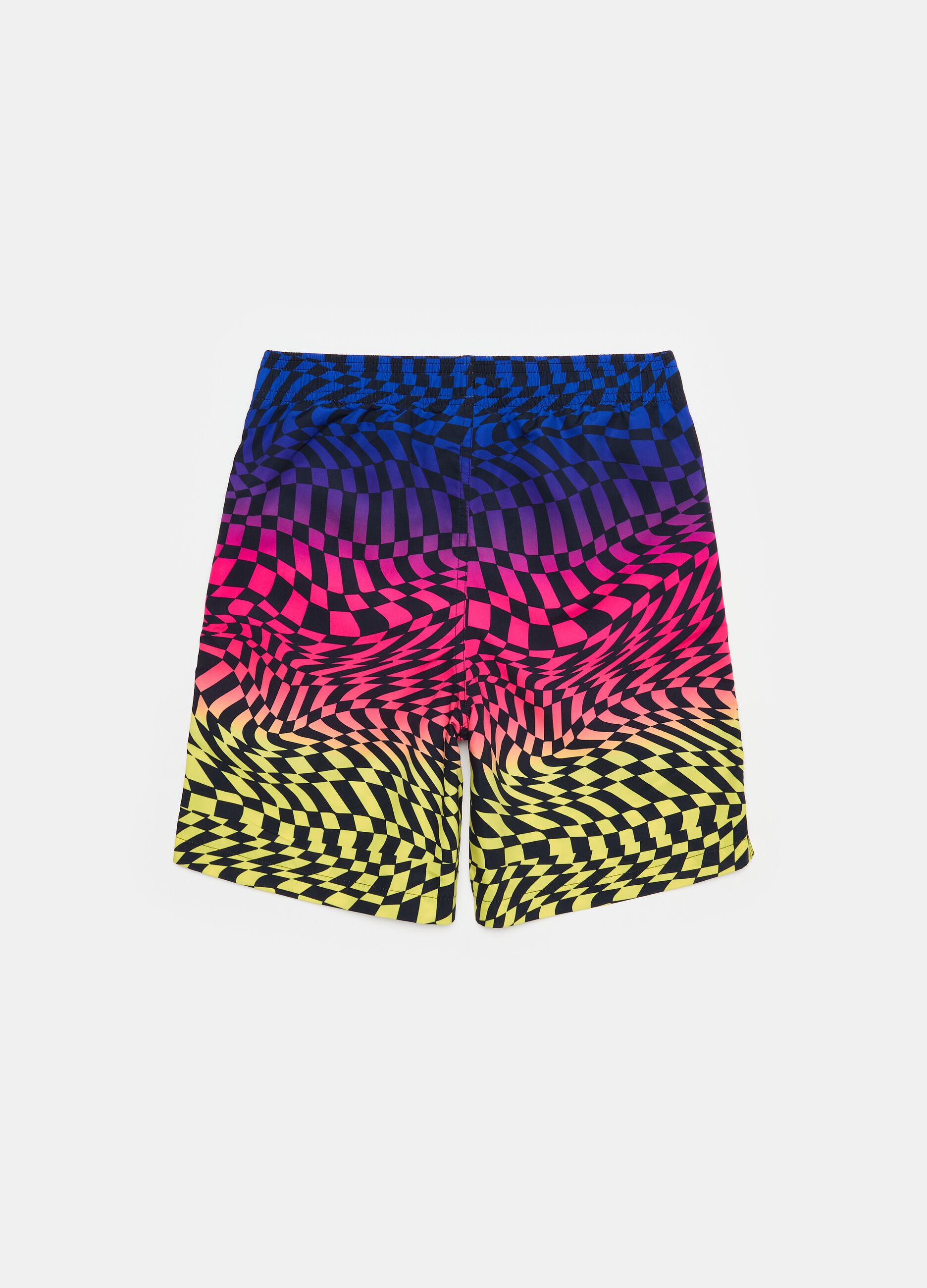 Swimming trunks with check print