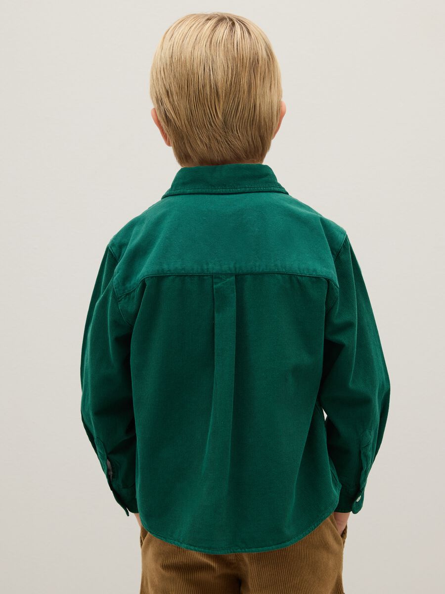 Oversized fit green pure cotton children's shirt_1