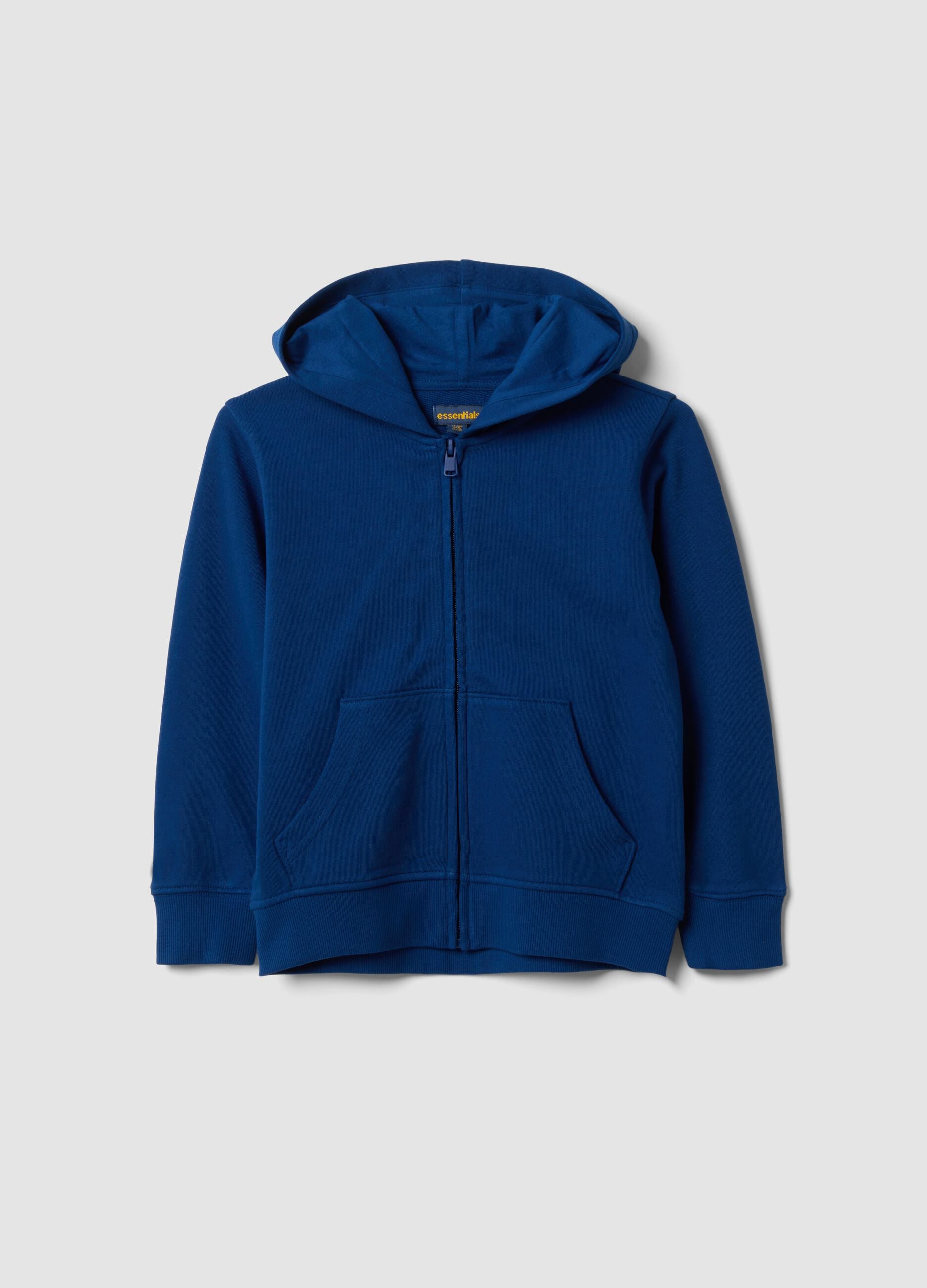 Blue hooded sweatshirt in pure organic cotton for boys, regular fit
