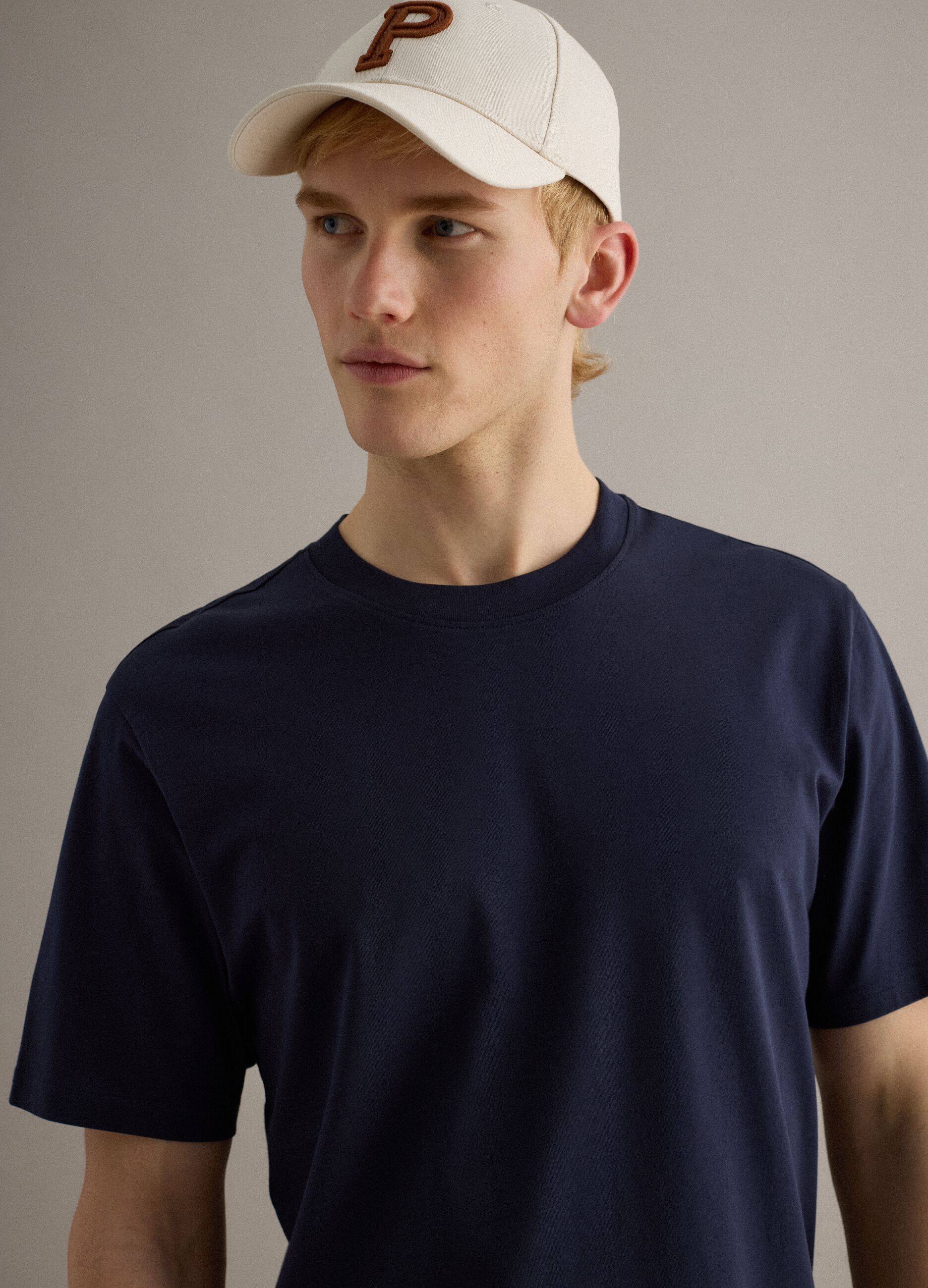 Blue Crew Neck Pure Cotton Relaxed Fit T-Shirt