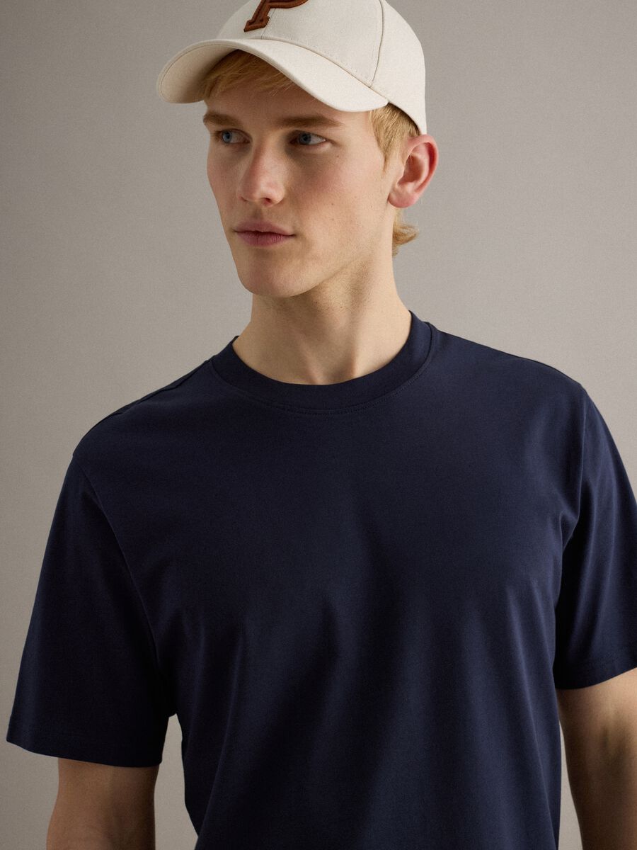 Blue Crew Neck Pure Cotton Relaxed Fit T-Shirt_1