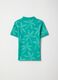 Green pure cotton boys&rsquo; polo shirt, regular fit, with floral design_1