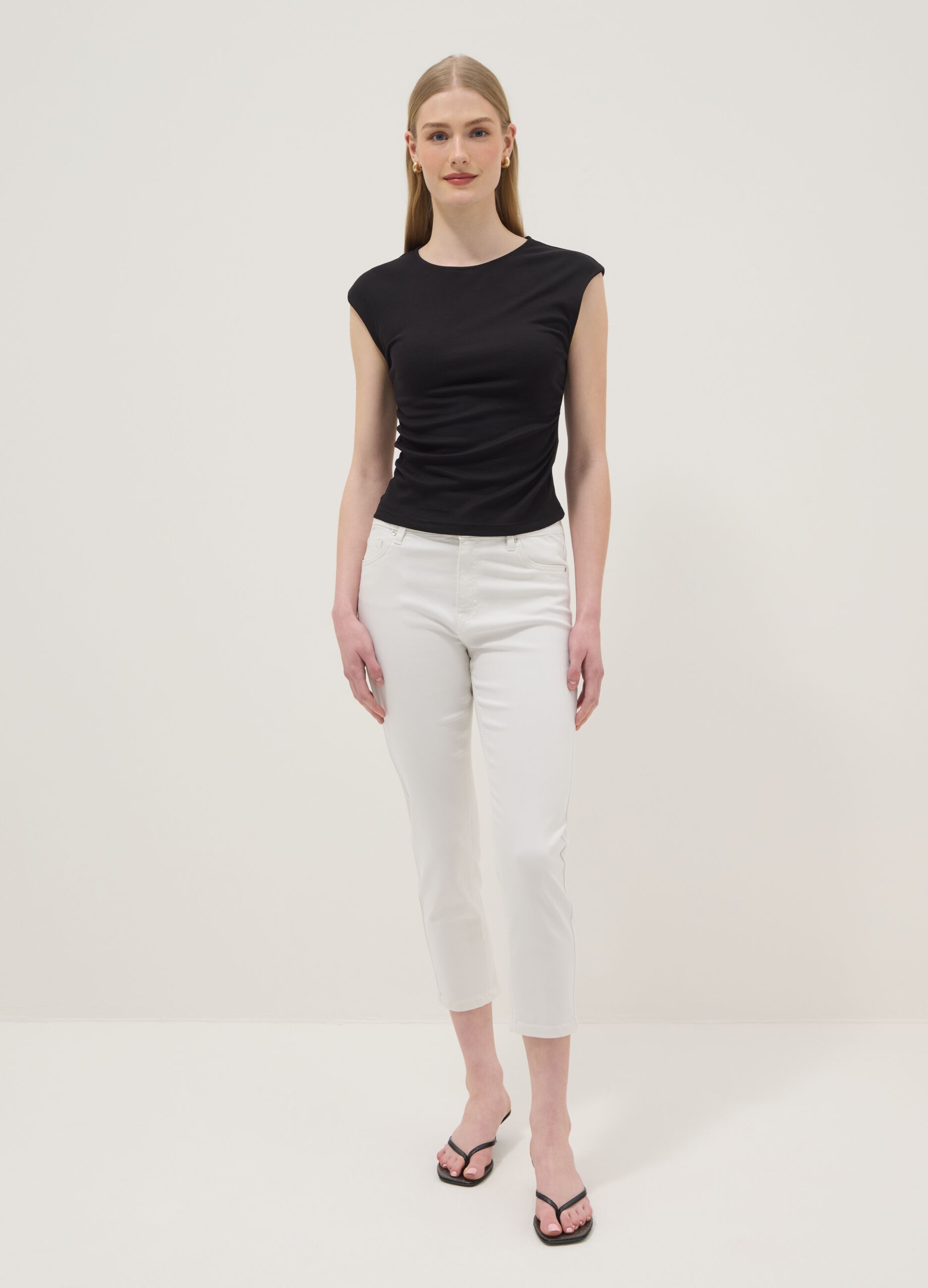 Skinny jeans in white stretch cotton blend