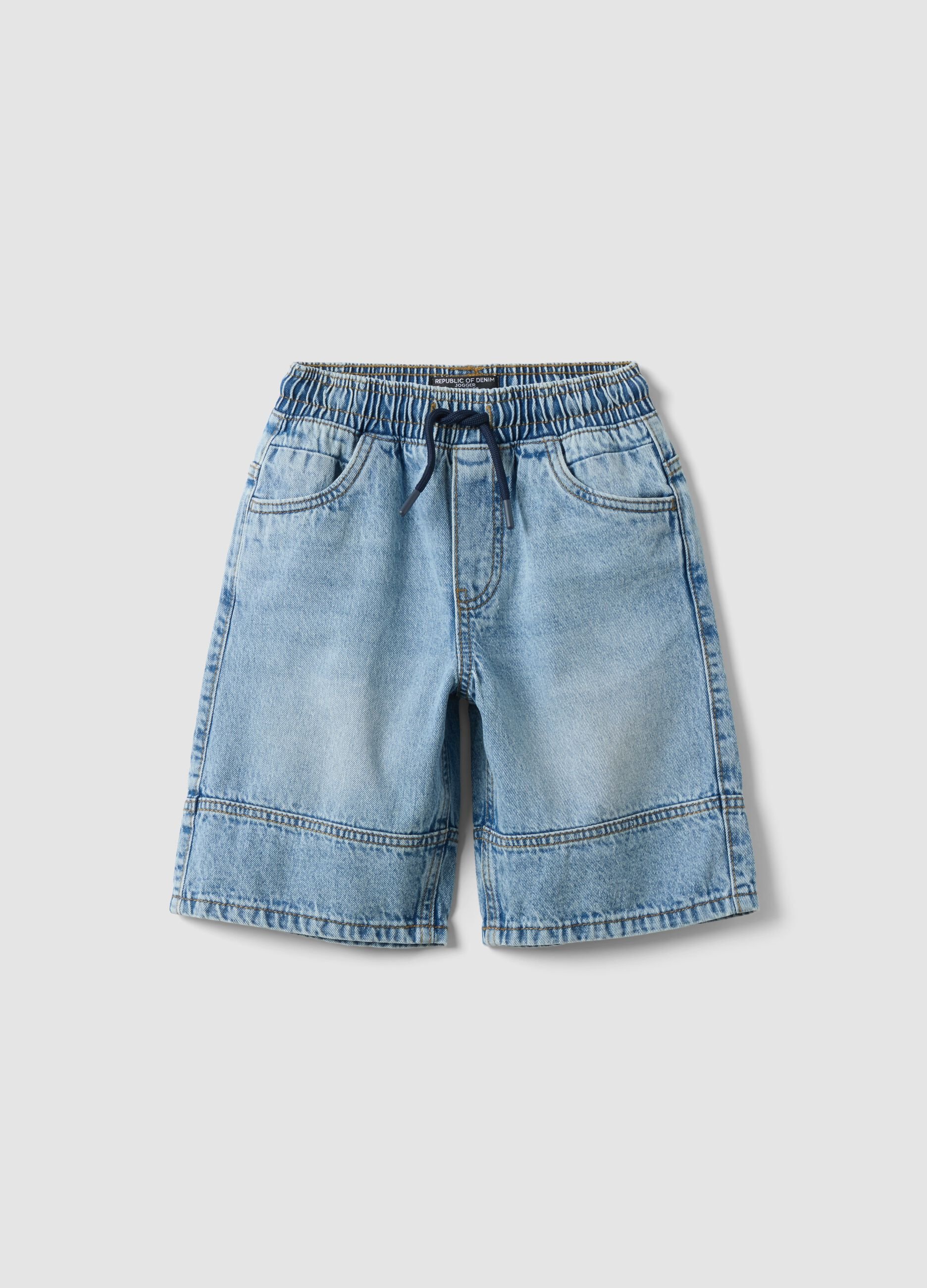 Boys&rsquo; blue denim shorts in pure cotton, regular fit