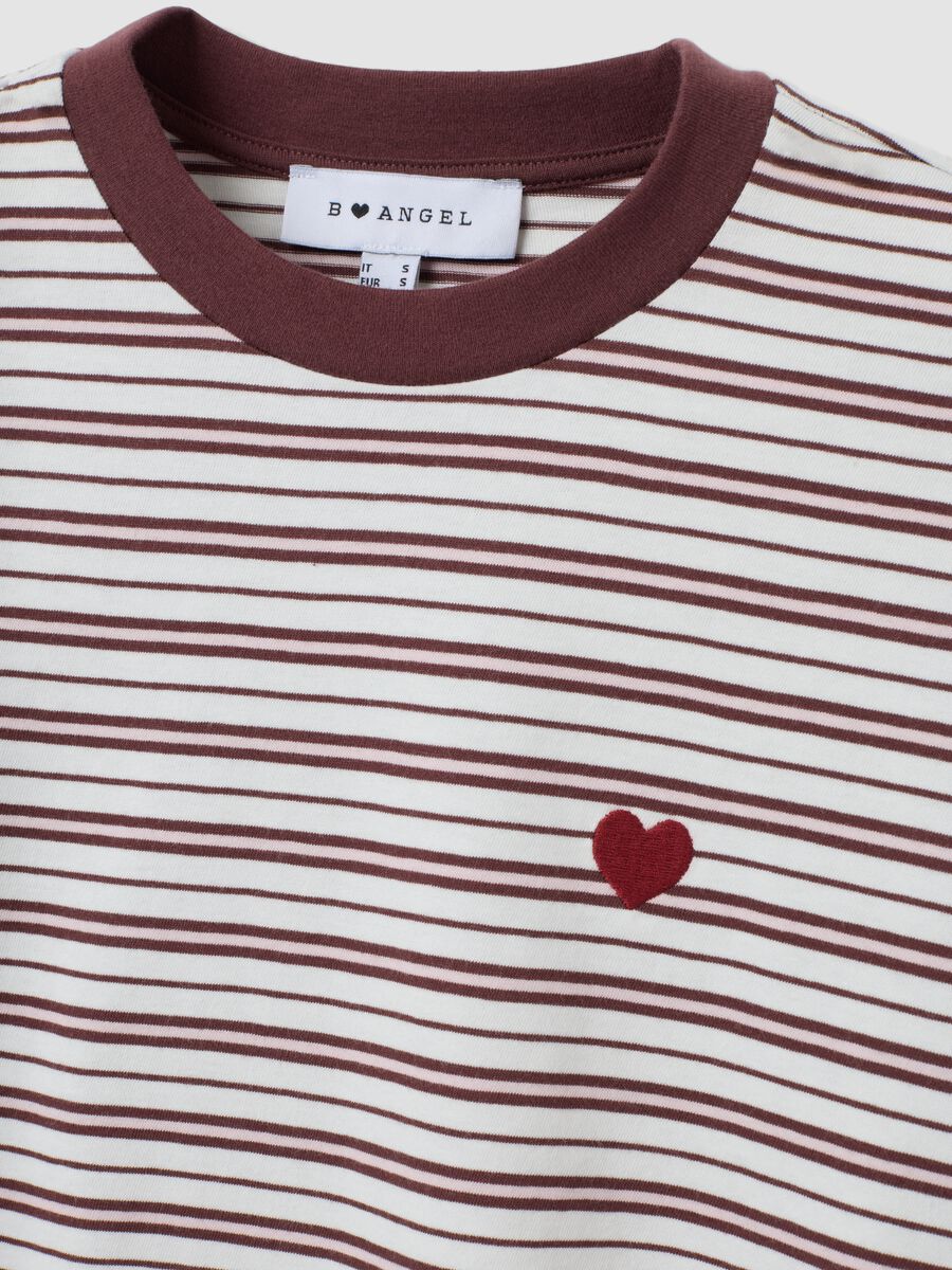 Multicolour relaxed-fit striped pure cotton T-shirt with chest embroidery_2