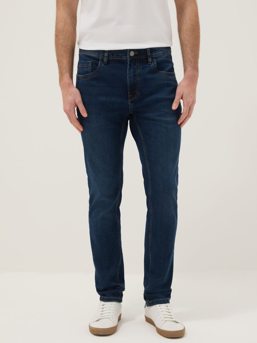 Blue Super Skinny Cotton Blend Jeans_1