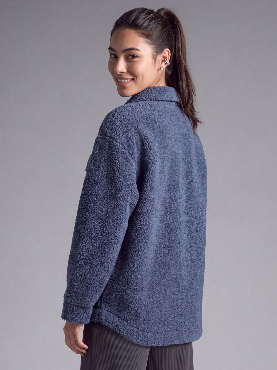 Blue sherpa shacket with buttons, relaxed fit &ndash; ALTAVIA STUDIO_3